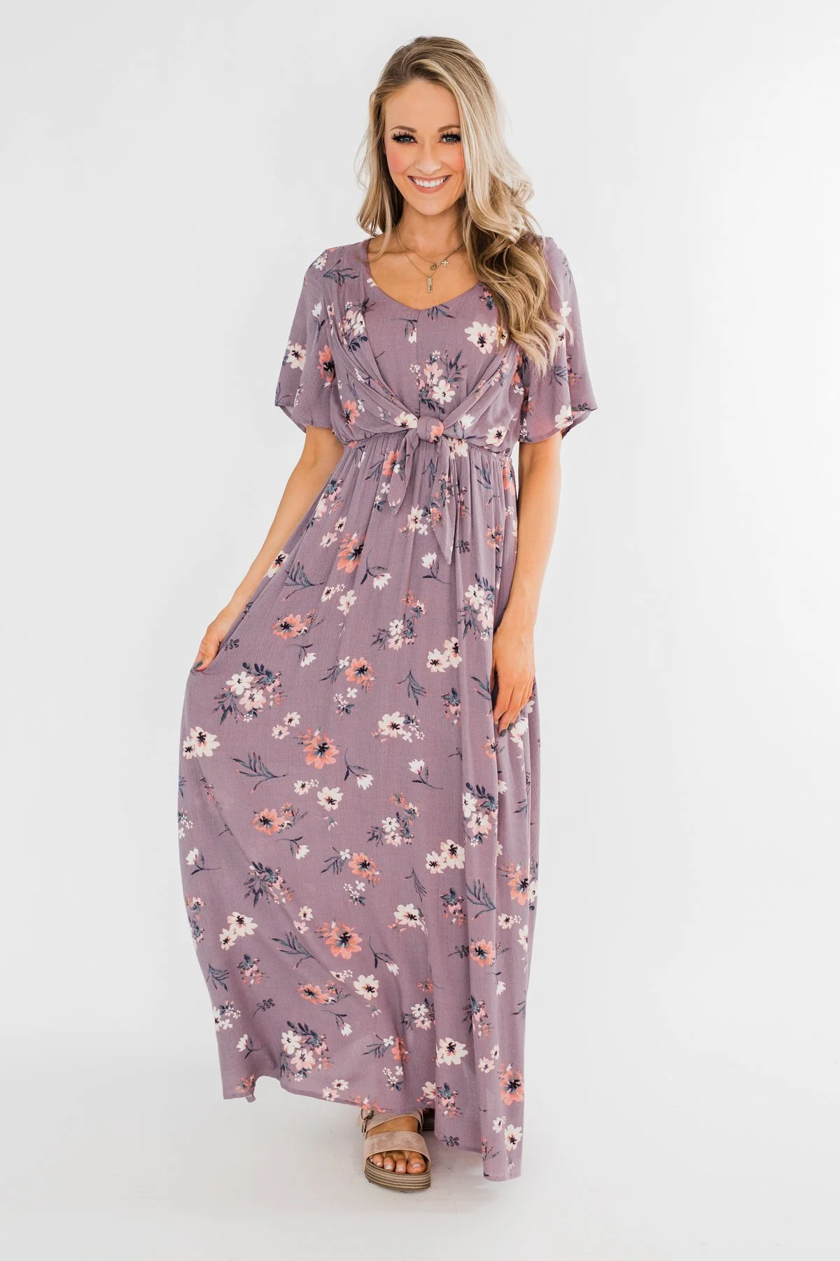 Holding Back This Feeling Cinch Maxi Dress- Lavender - Image 3