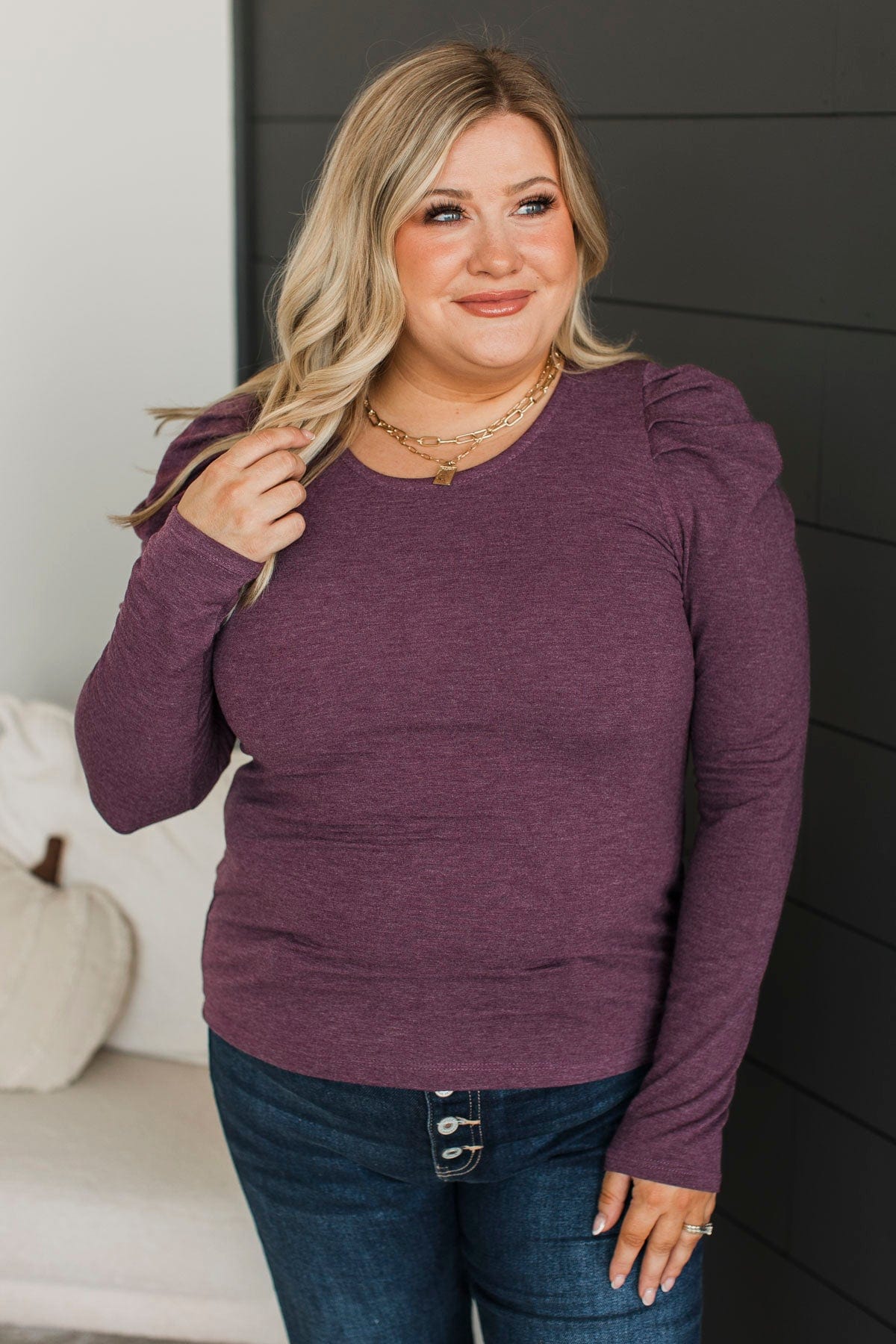 Holding Hands Long Sleeve Top- Plum - Image 2