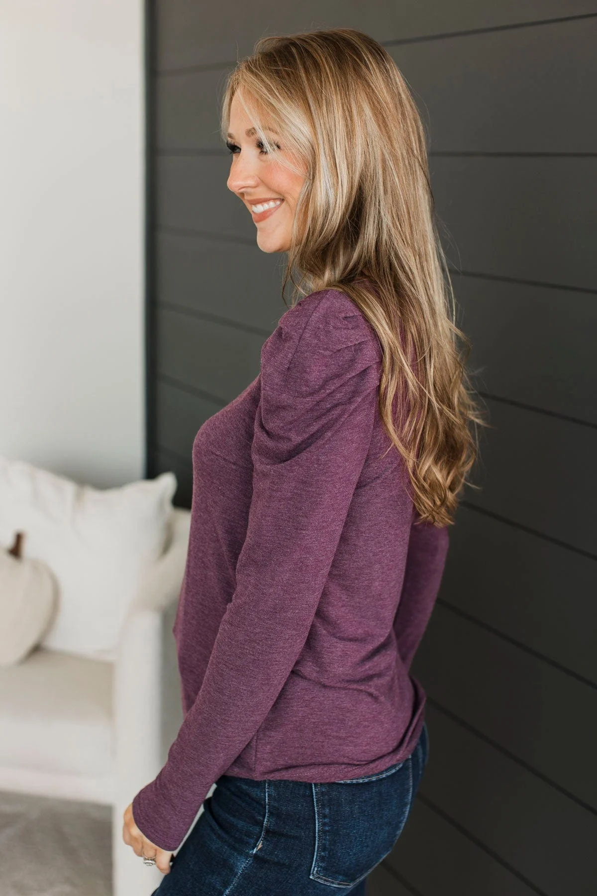 Holding Hands Long Sleeve Top- Plum - Image 5