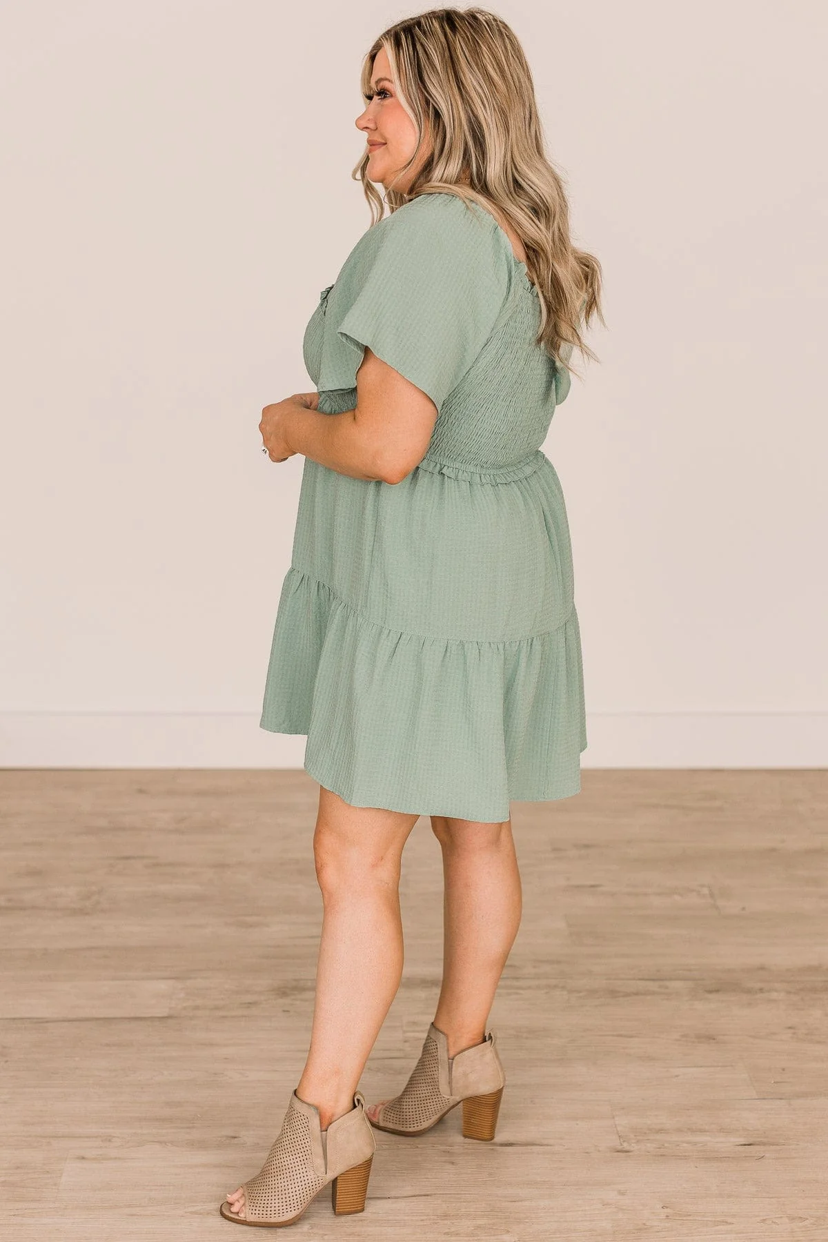 Holding On To Forever Smocked Dress- Sage - Image 6