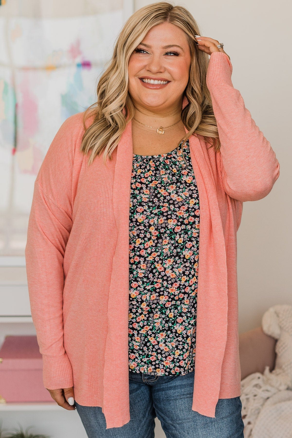Holding On To Hope Knit Cardigan- Flamingo - Image 2