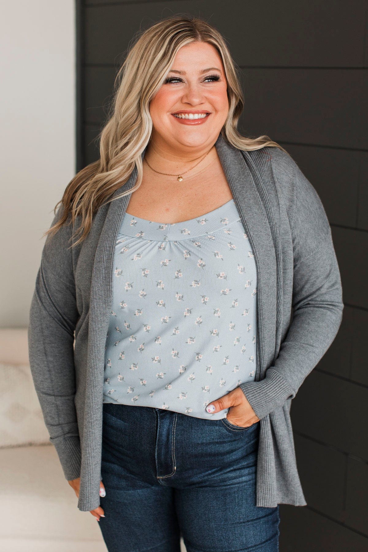 Holding On To Hope Knit Cardigan- Steel Grey - Image 3