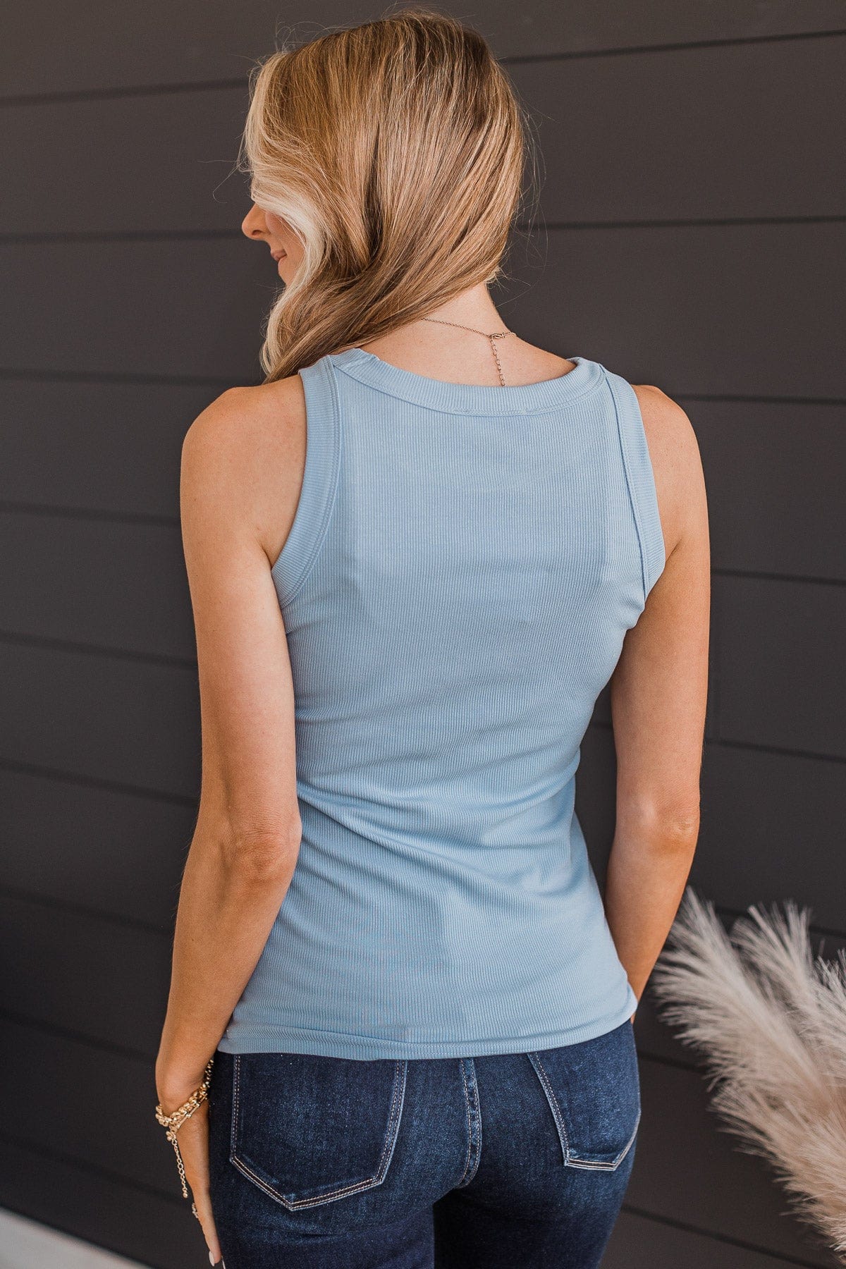 Holding On To Love Knit Tank Top- Powder Blue - Image 7