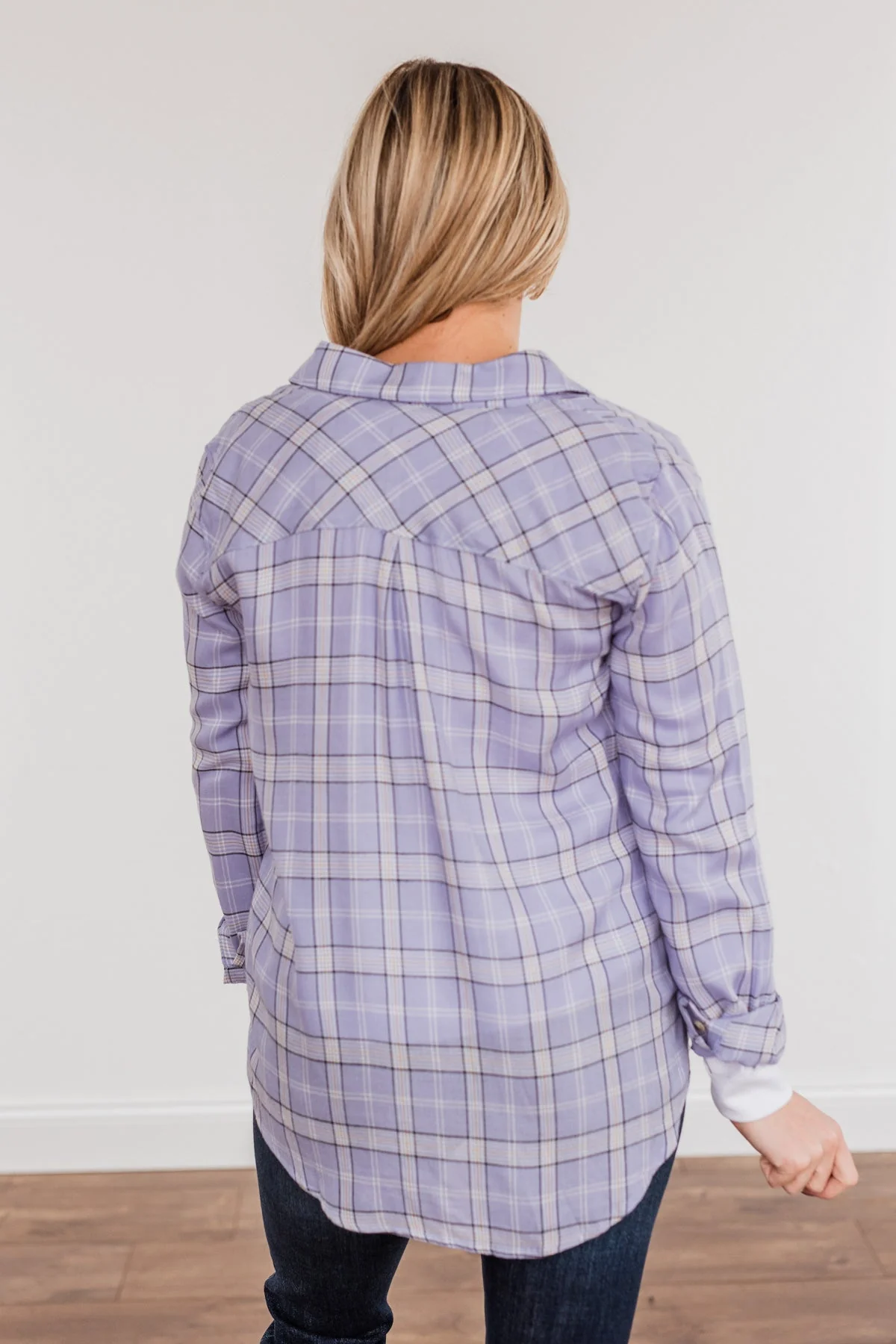 Holding Up My Own Plaid Top- Lavender - Image 10