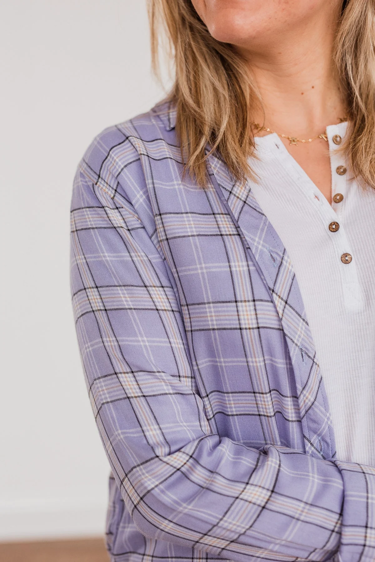 Holding Up My Own Plaid Top- Lavender - Image 7