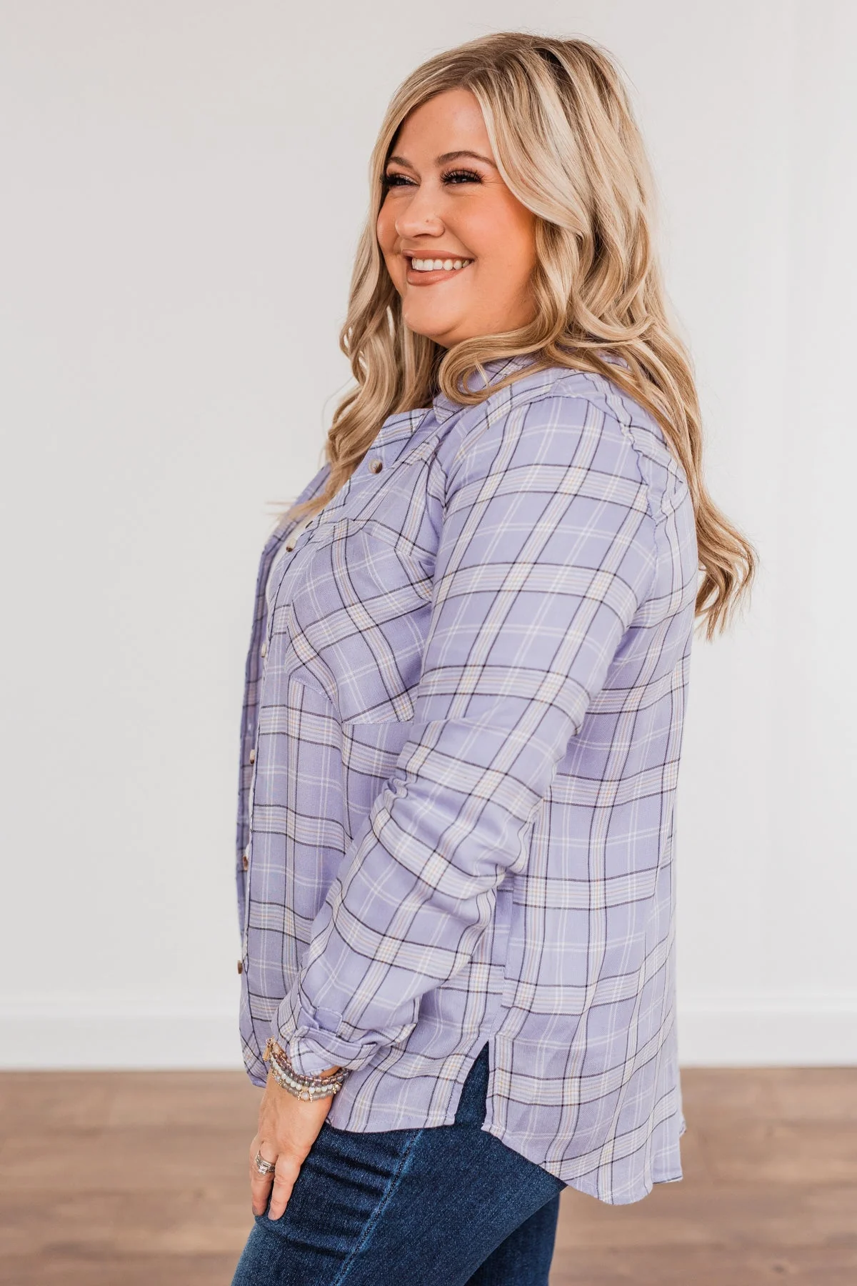 Holding Up My Own Plaid Top- Lavender - Image 9
