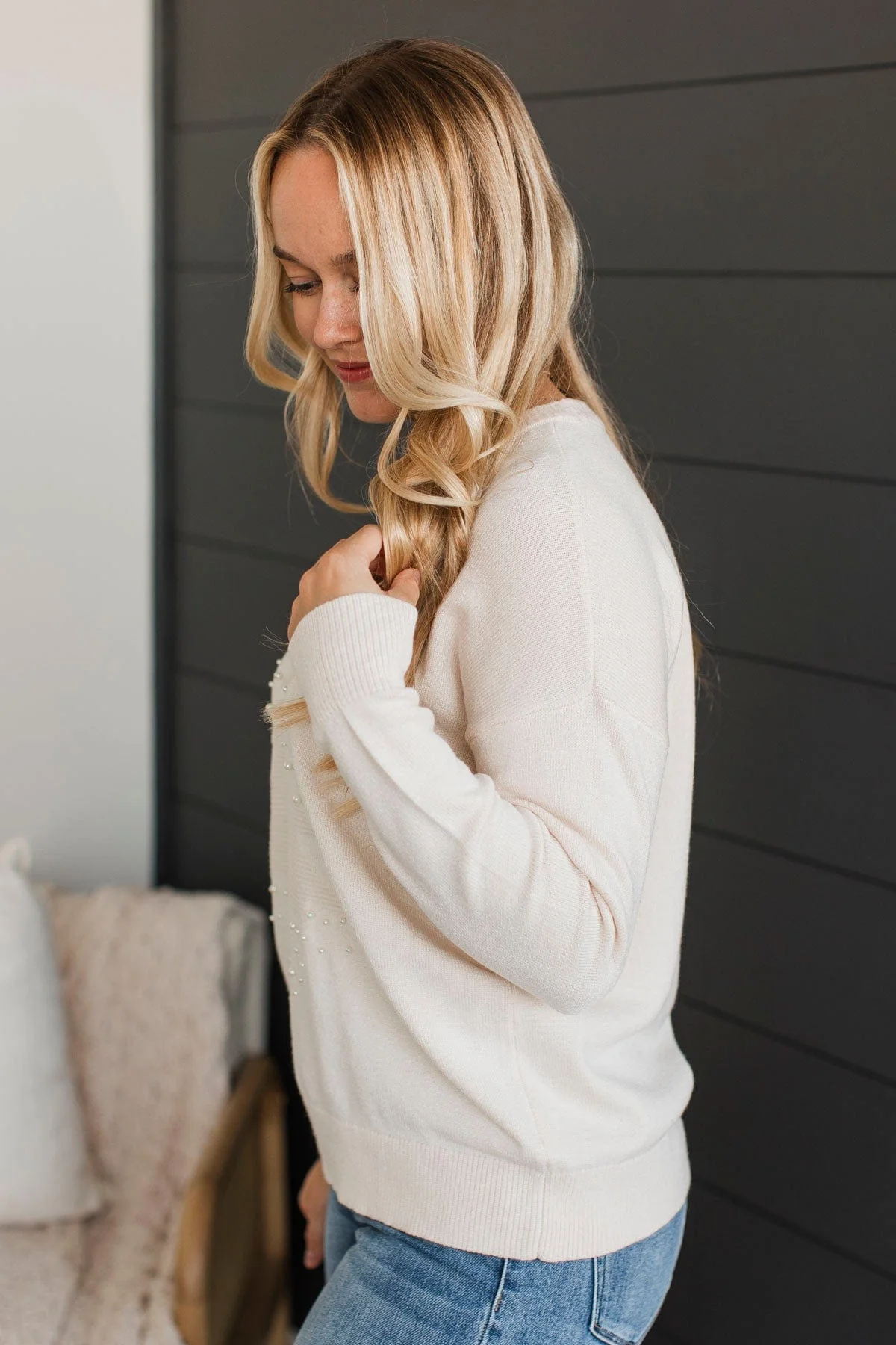 Holiday Blessings Knit Sweater- Oatmeal - Image 4