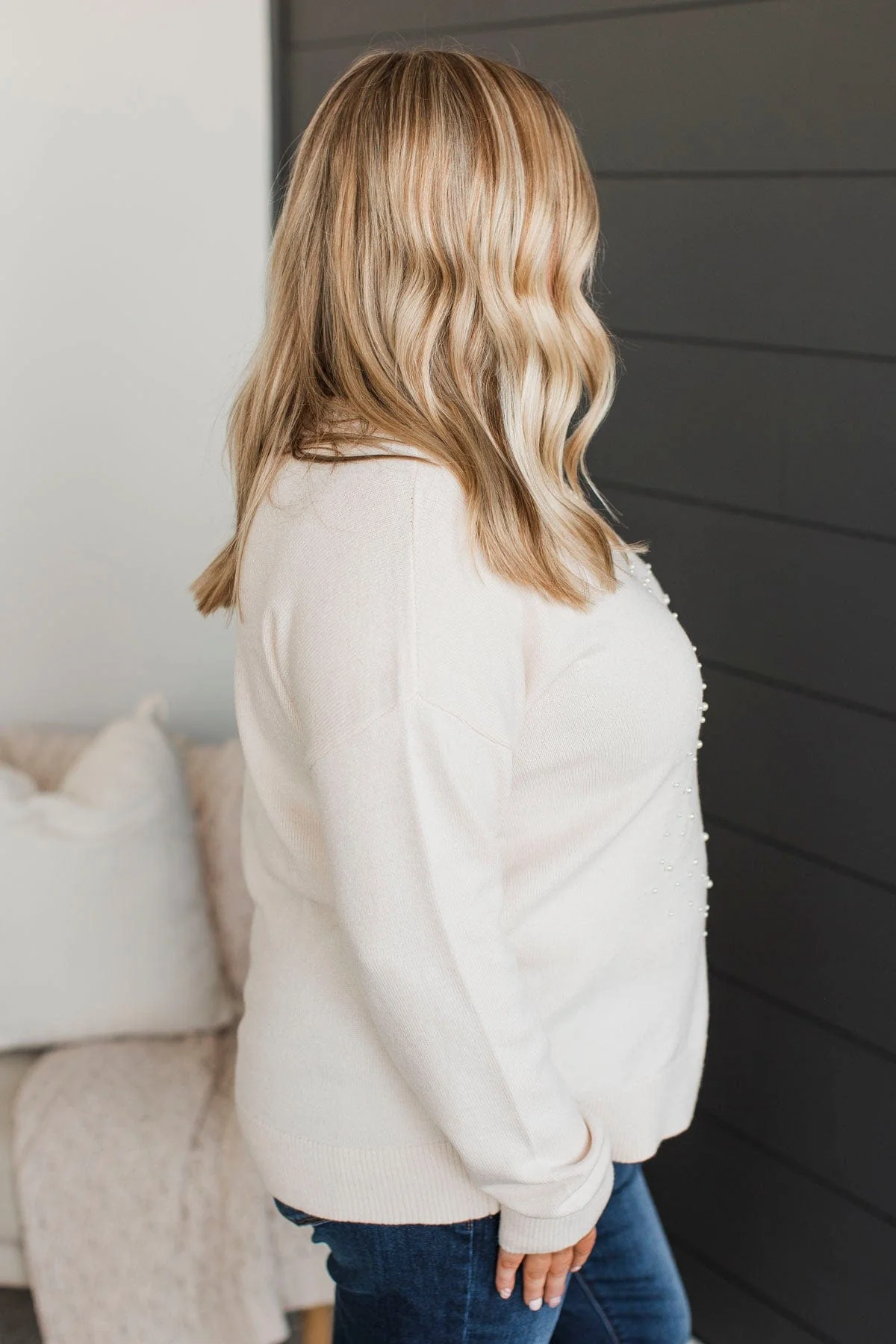 Holiday Blessings Knit Sweater- Oatmeal - Image 5