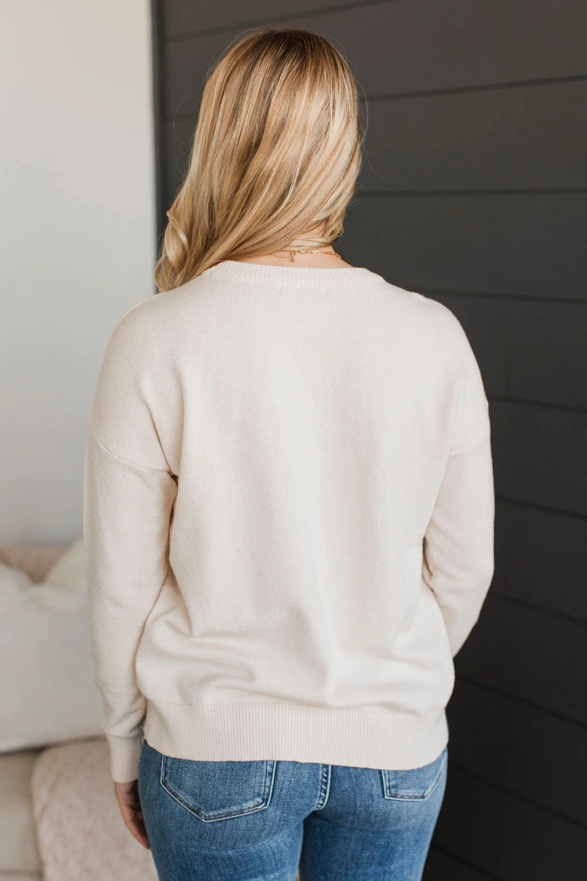 Holiday Blessings Knit Sweater- Oatmeal - Image 6