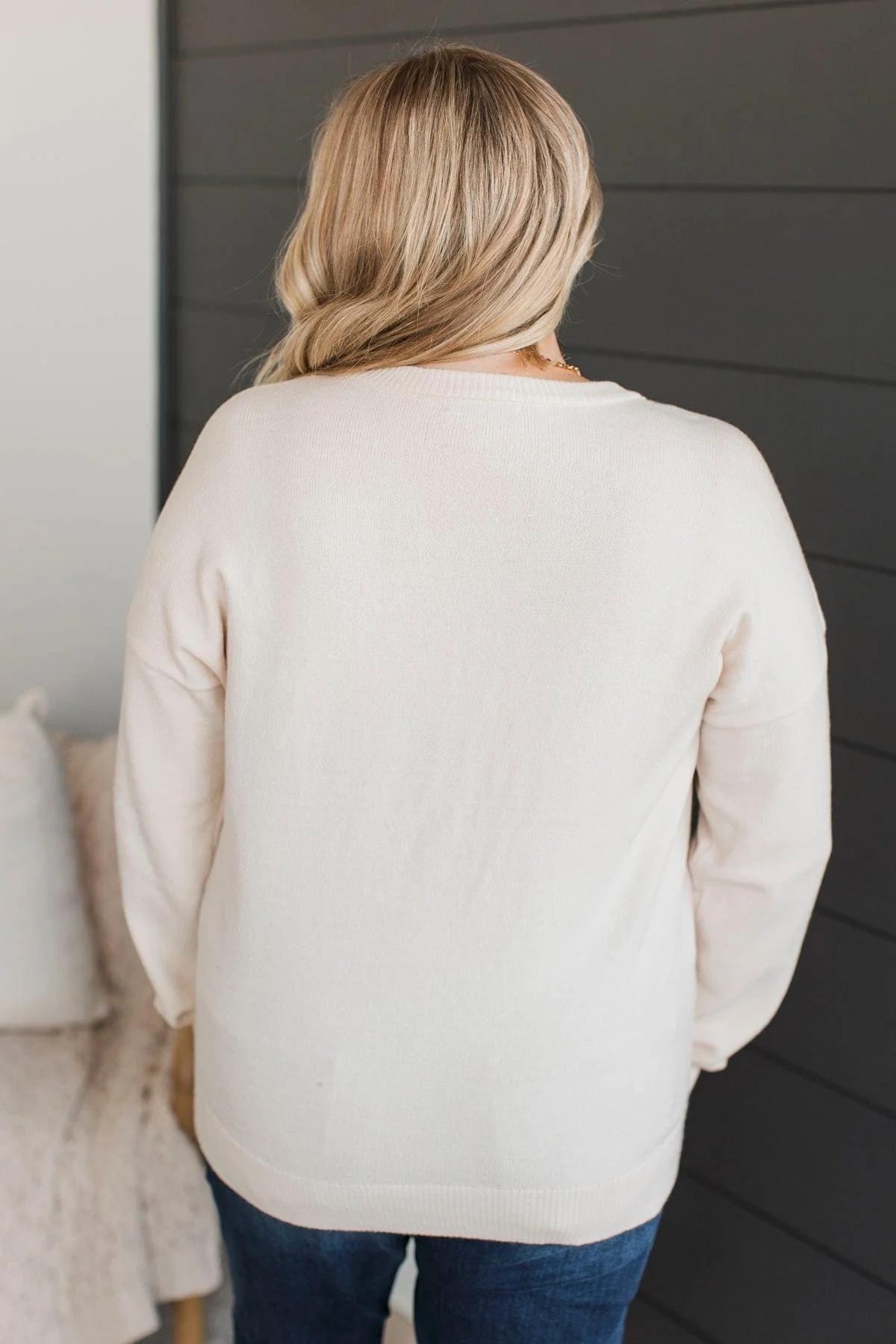 Holiday Blessings Knit Sweater- Oatmeal - Image 7