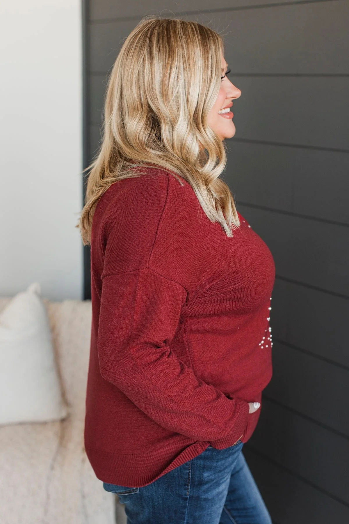 Holiday Blessings Knit Sweater- Red - Image 6