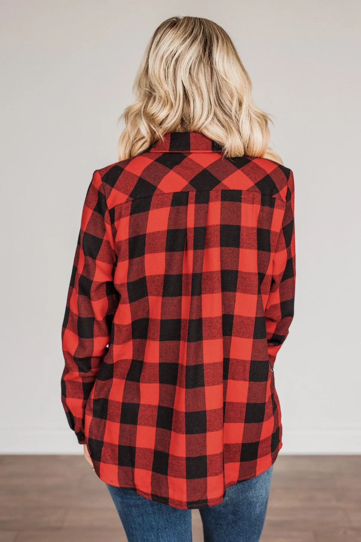 Holiday Wishes Plaid Button Down- Red & Black - Image 13