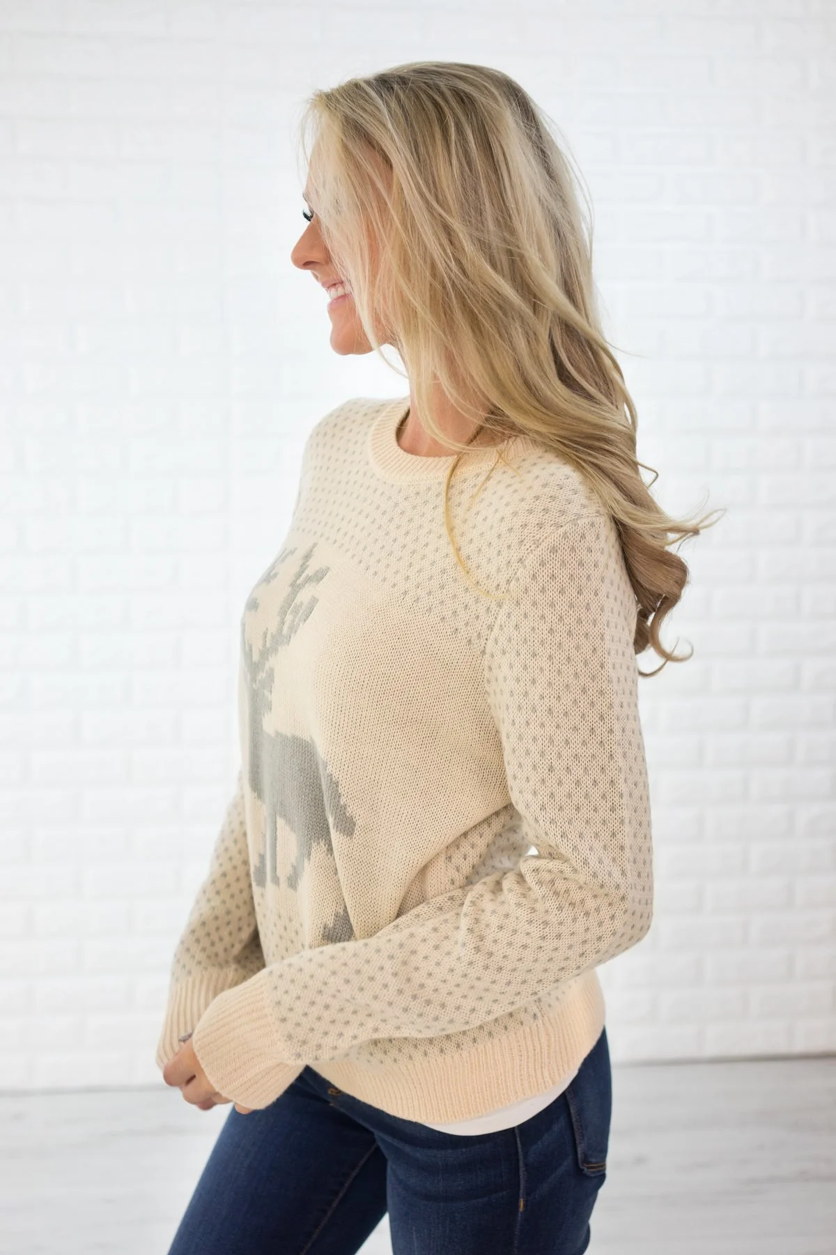 Holly Jolly Sweater ~ Cream & Silver - Image 7