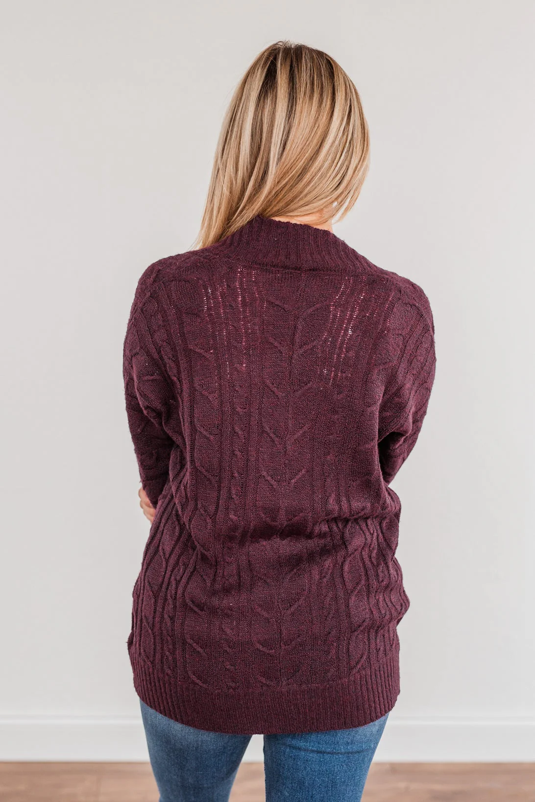 Home Is Where The Heart Is Knit Cardigan- Dark Plum - Image 6