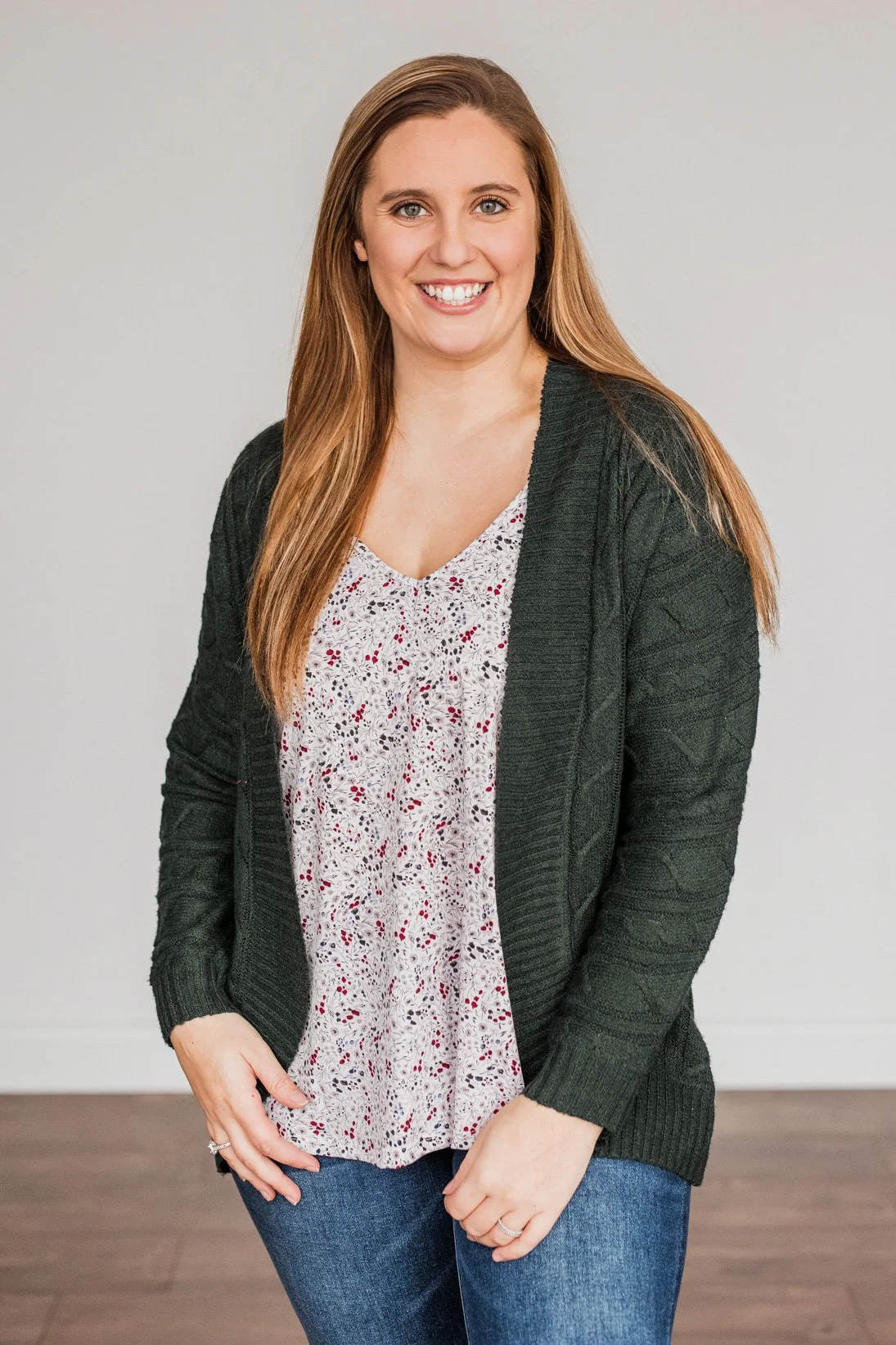 Home Is Where The Heart Is Knit Cardigan- Wintergreen - Image 3