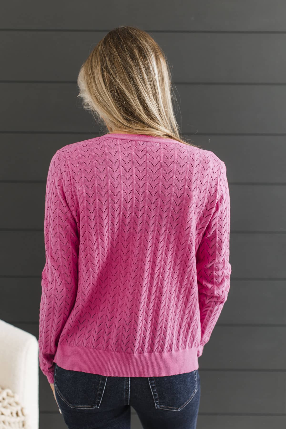 Home Is Your Hug Knit Button Cardigan- Hot Pink - Image 8