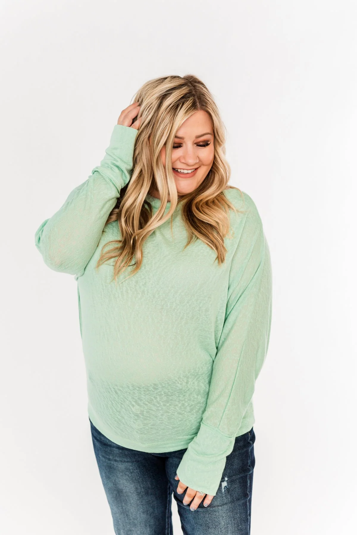 Hometown Cutie Lightweight Dolman Top- Mint - Image 4