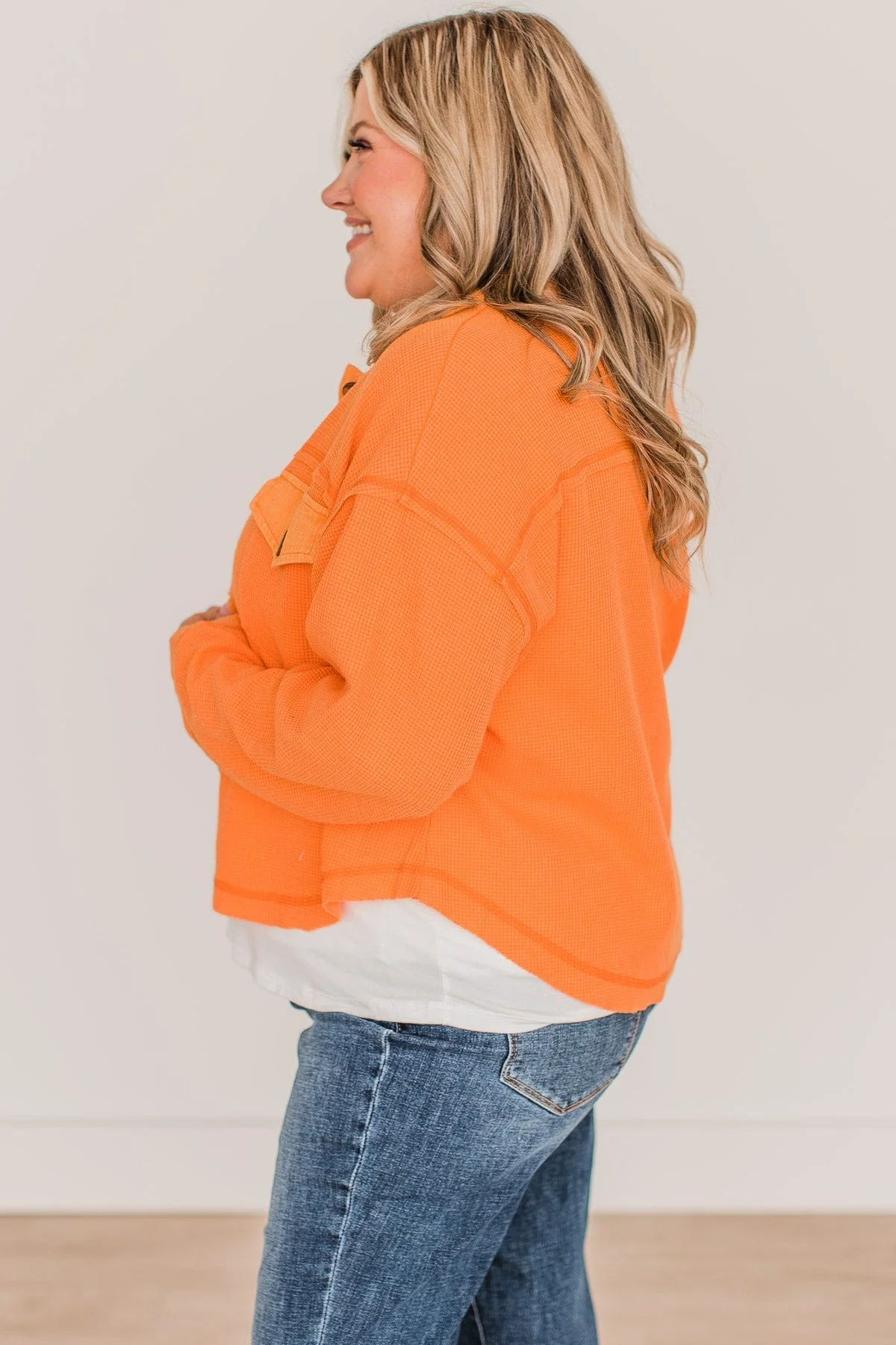 Honorable Mention Lightweight Button Top- Neon Orange - Image 6