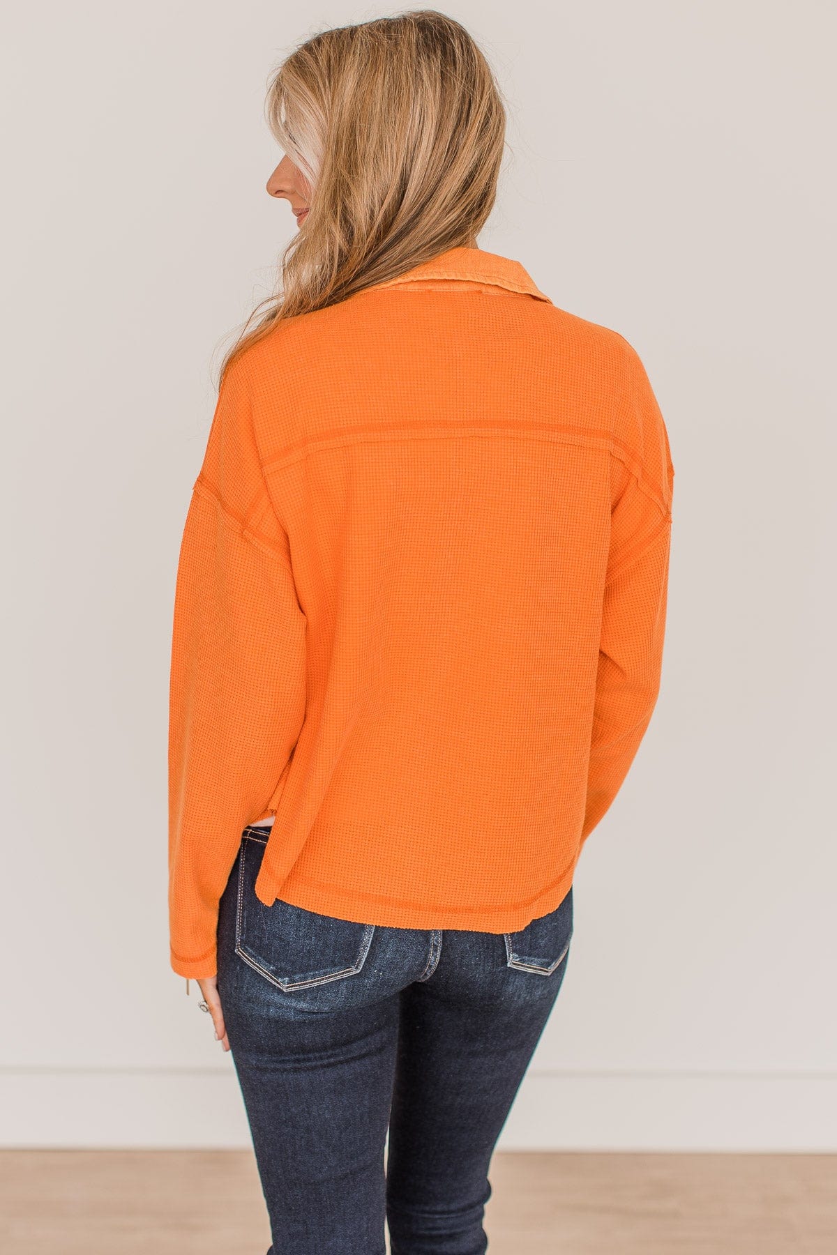 Honorable Mention Lightweight Button Top- Neon Orange - Image 7
