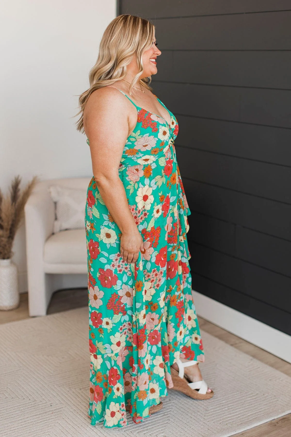 Hope Fills The Heart Floral Maxi Dress- Kelly Green - Image 5