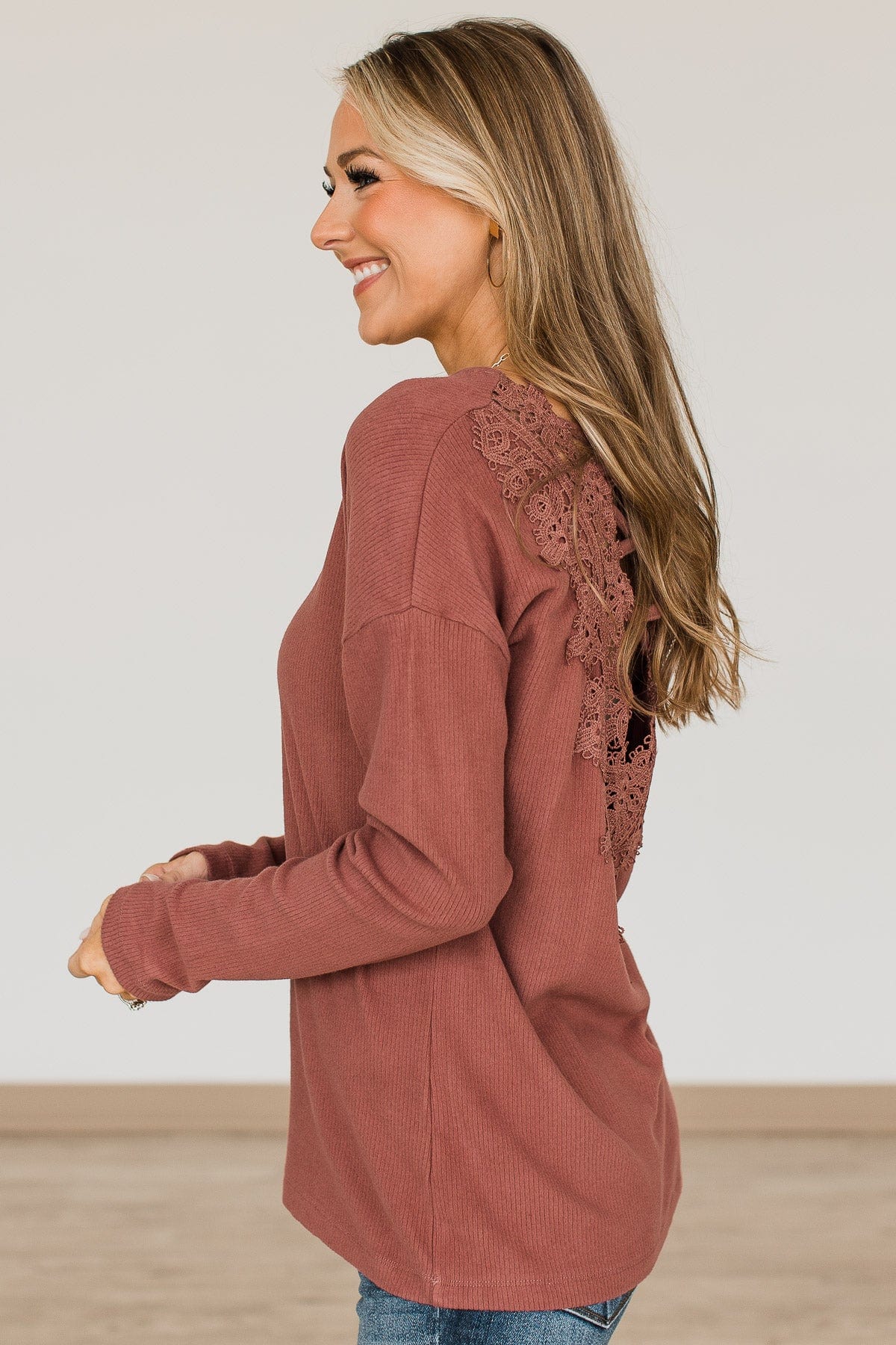 Hope For The Best Knit Top- Dusty Brick - Image 8