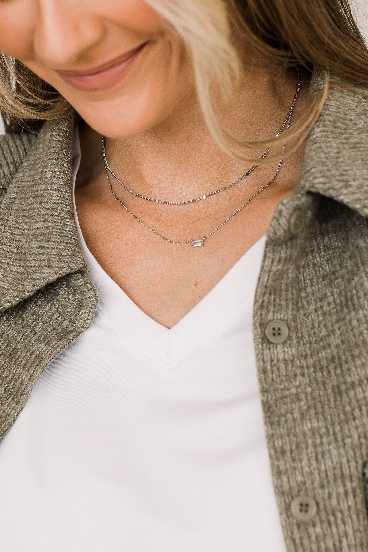 Hope Remains 2-Tier Pendant Necklace- Silver
