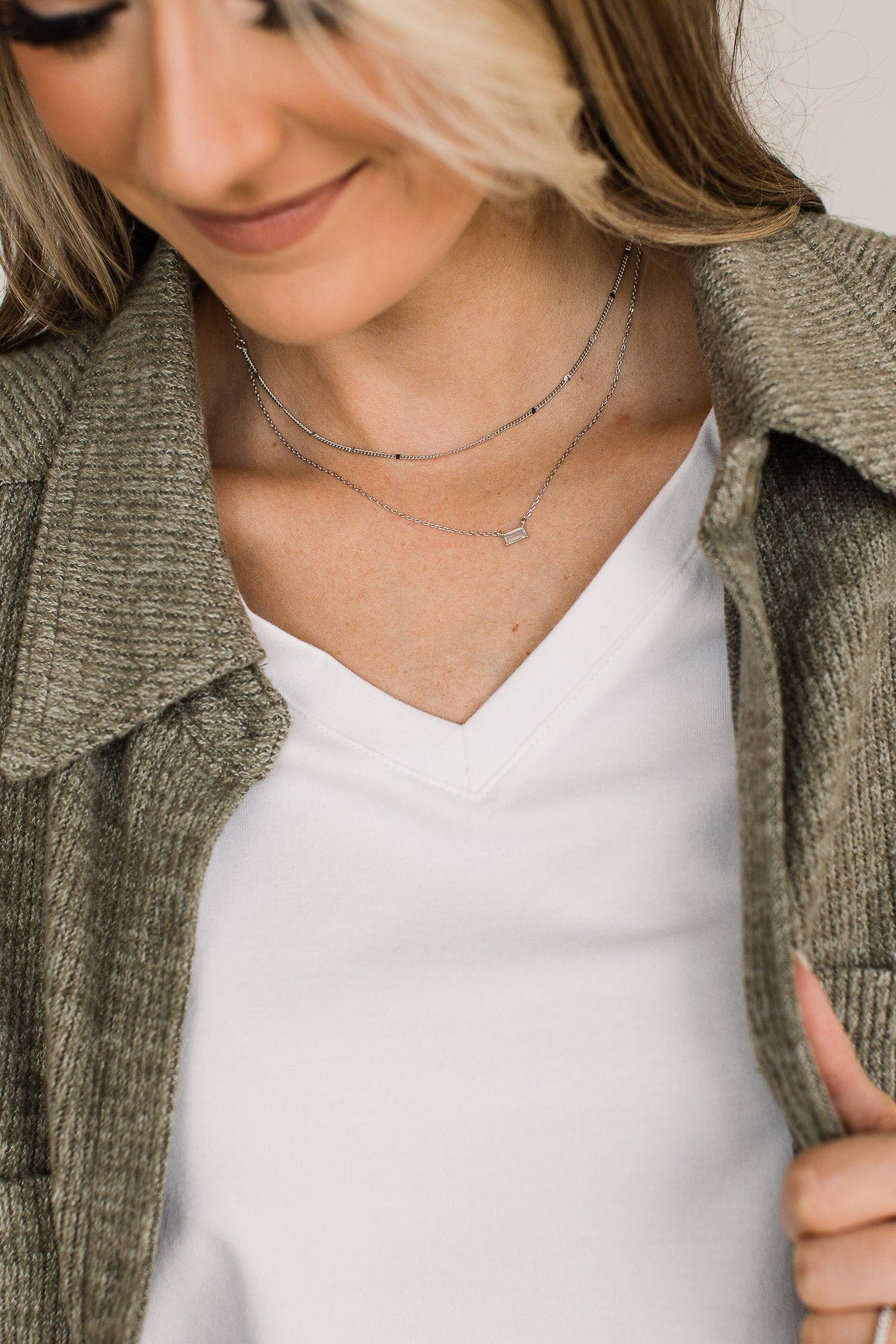 Hope Remains 2-Tier Pendant Necklace- Silver - Image 3