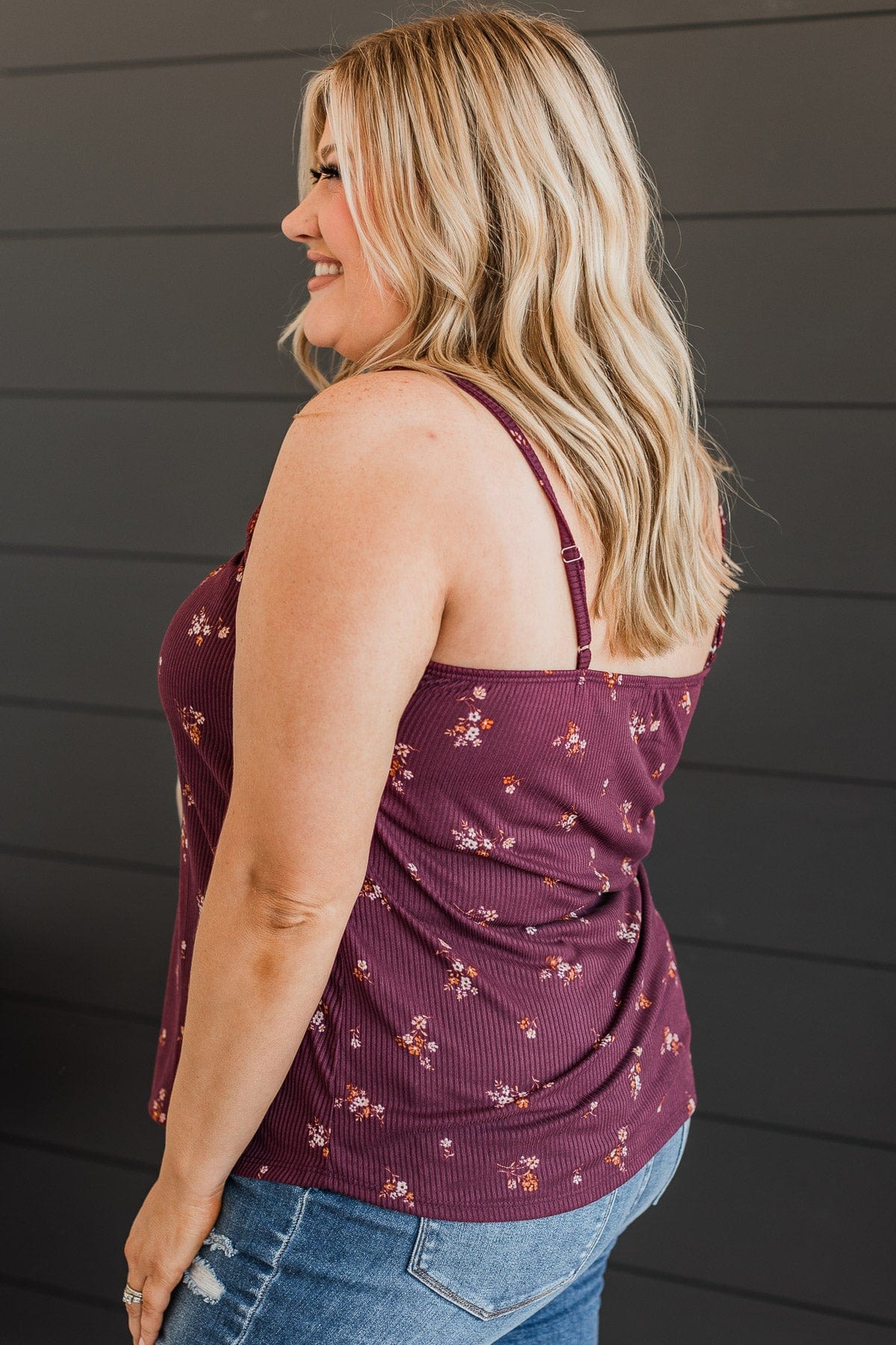 Hopelessly Yours Floral Tank Top- Plum - Image 7