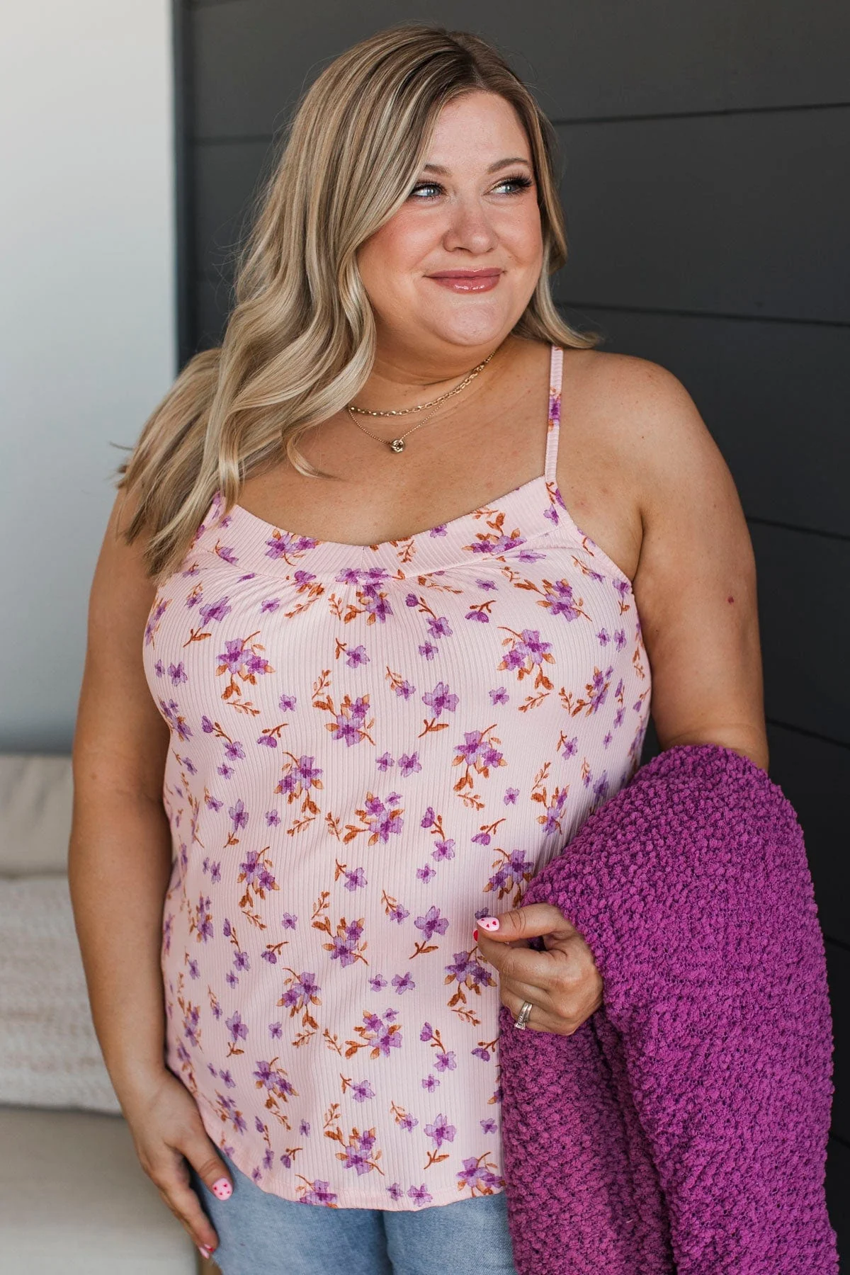 Hopelessly Yours Floral Tank Top- Blush - Image 3