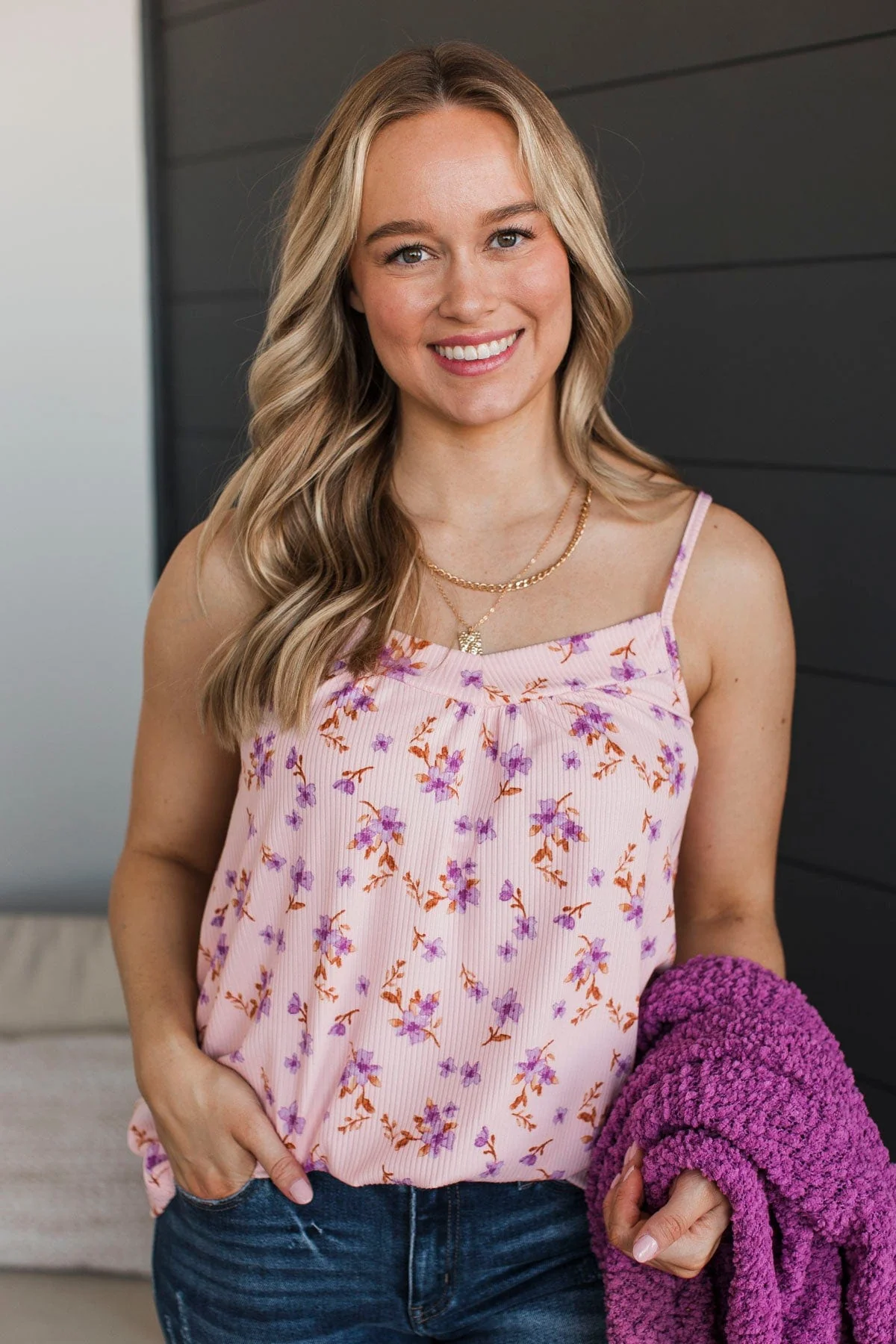 Hopelessly Yours Floral Tank Top- Blush - Image 4