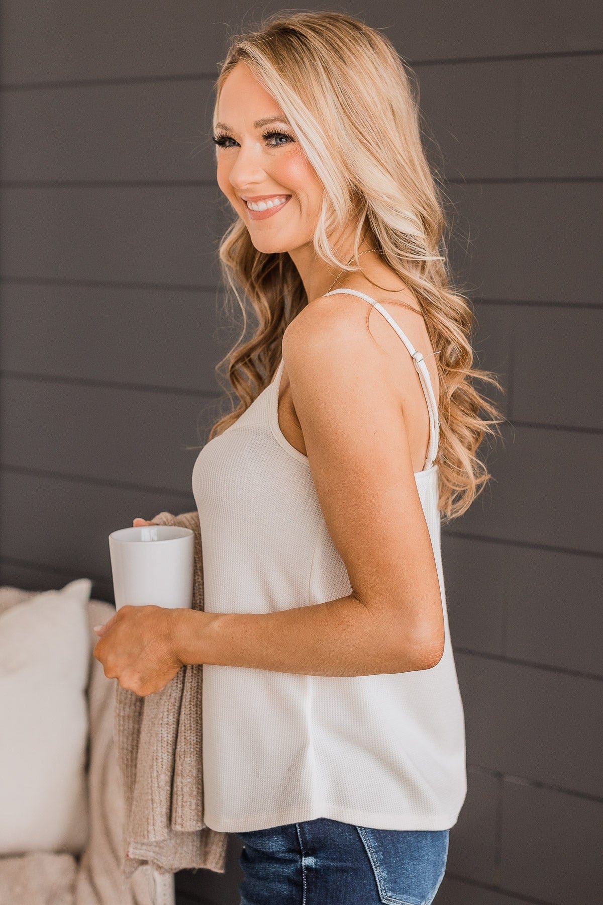 Hopelessly Yours Knit Tank Top- Cream - Image 5