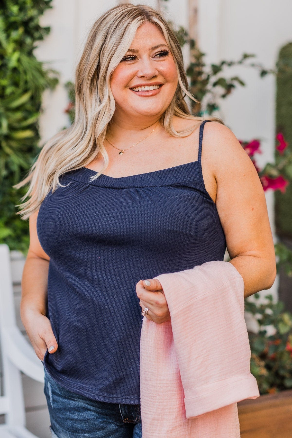 Hopelessly Yours Knit Tank Top- Navy - Image 5