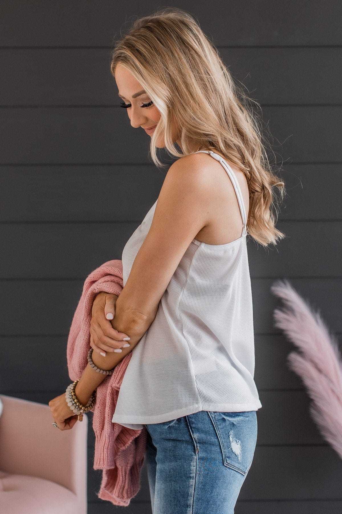 Hopelessly Yours Knit Tank Top- White - Image 5