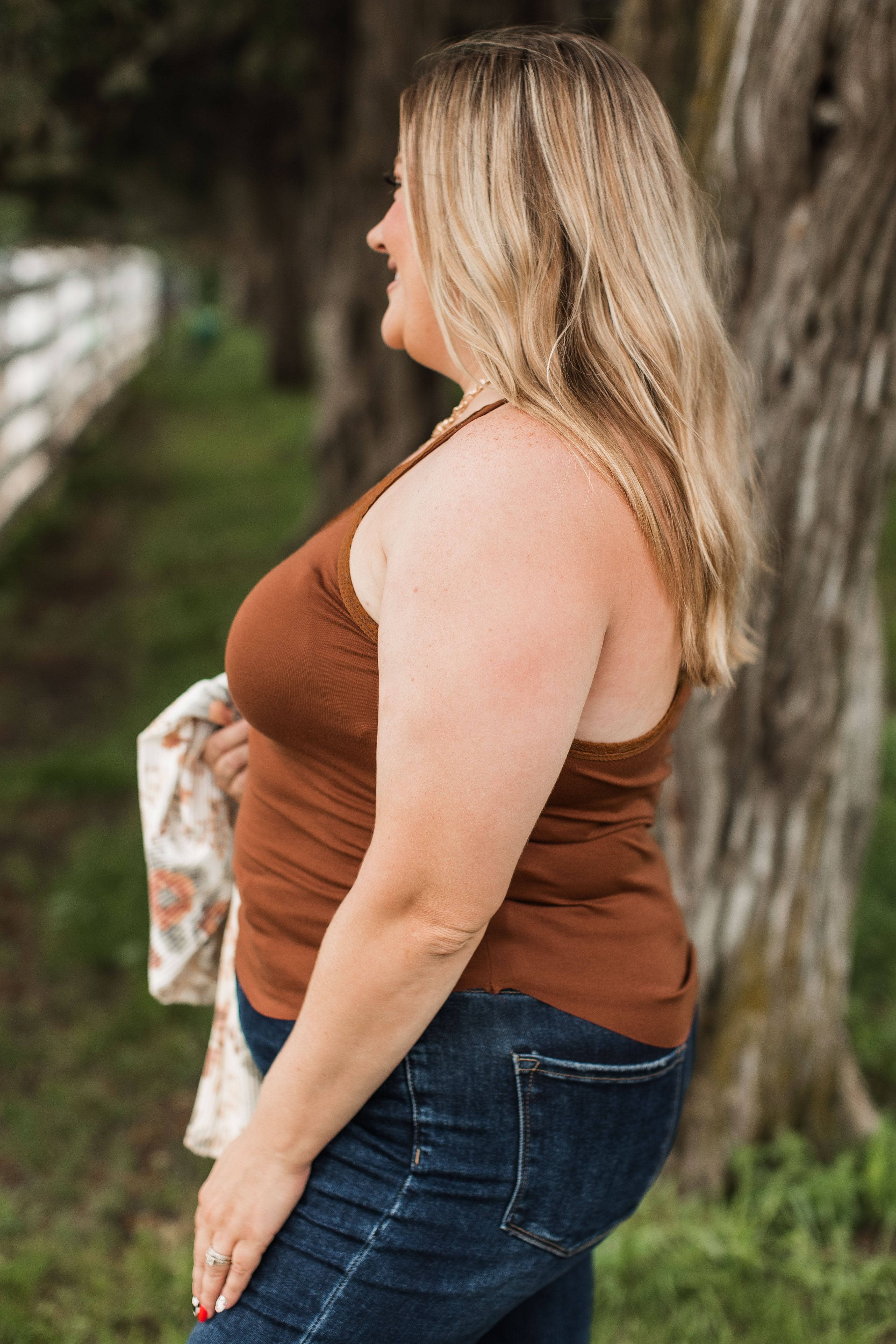 Hoping This Is Love Lace Tank Top- Saddle Brown - Image 3