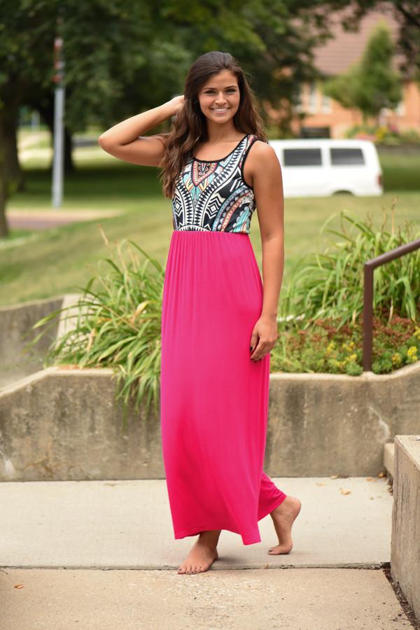 Hot Pink Aztec Maxi Dress - Image 5