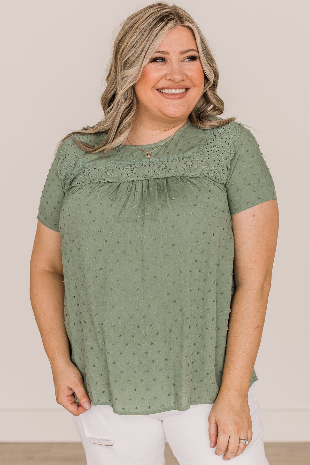 How Can I Resist Babydoll Blouse- Olive - Image 3