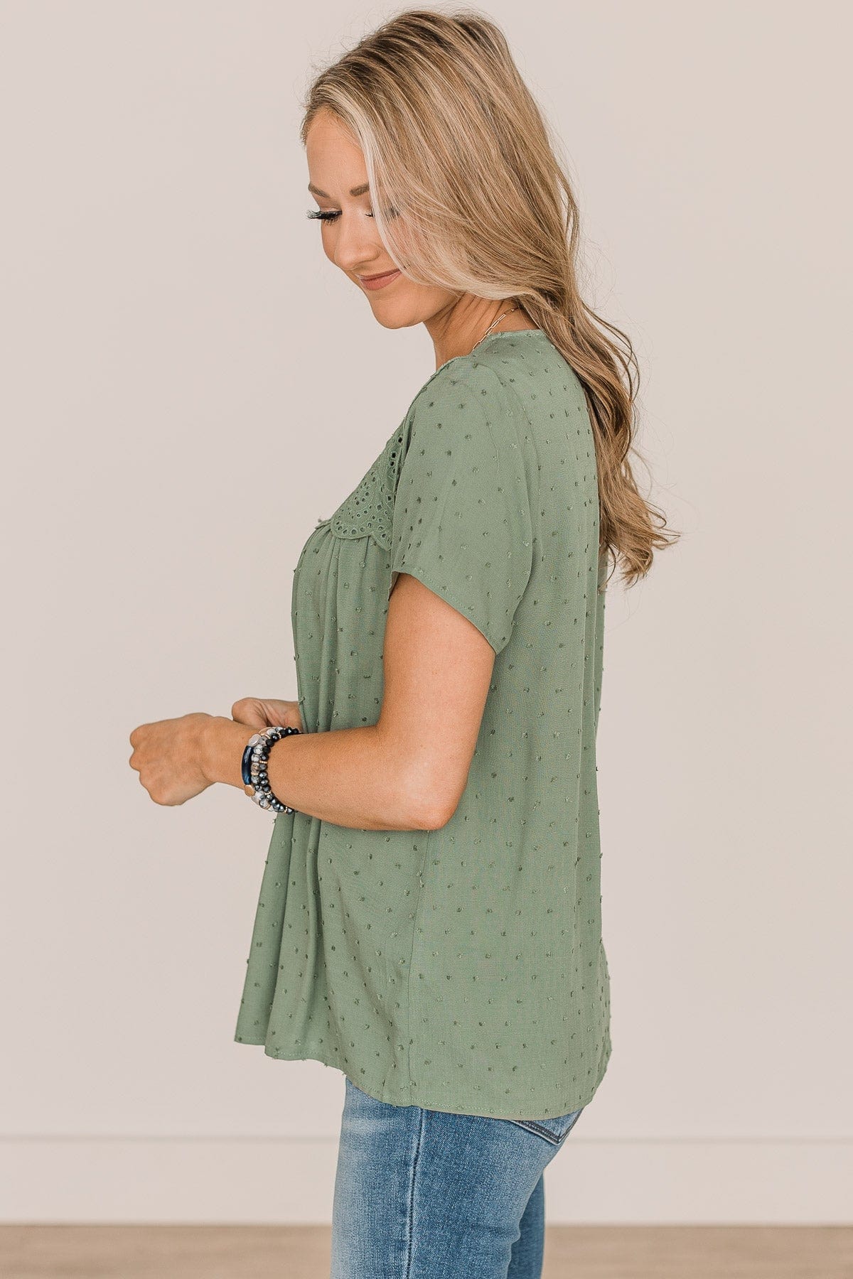 How Can I Resist Babydoll Blouse- Olive - Image 4