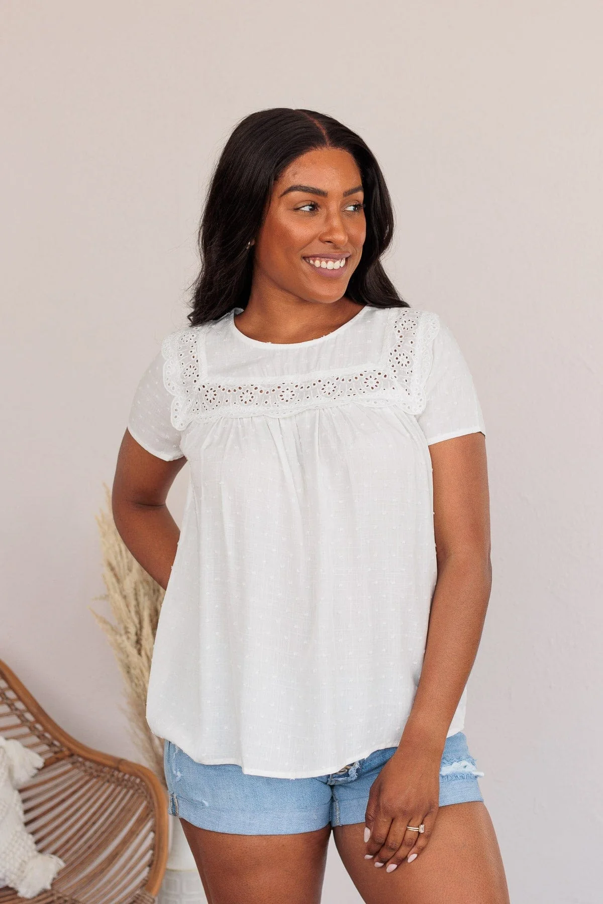 How Can I Resist Babydoll Blouse- White - Image 2