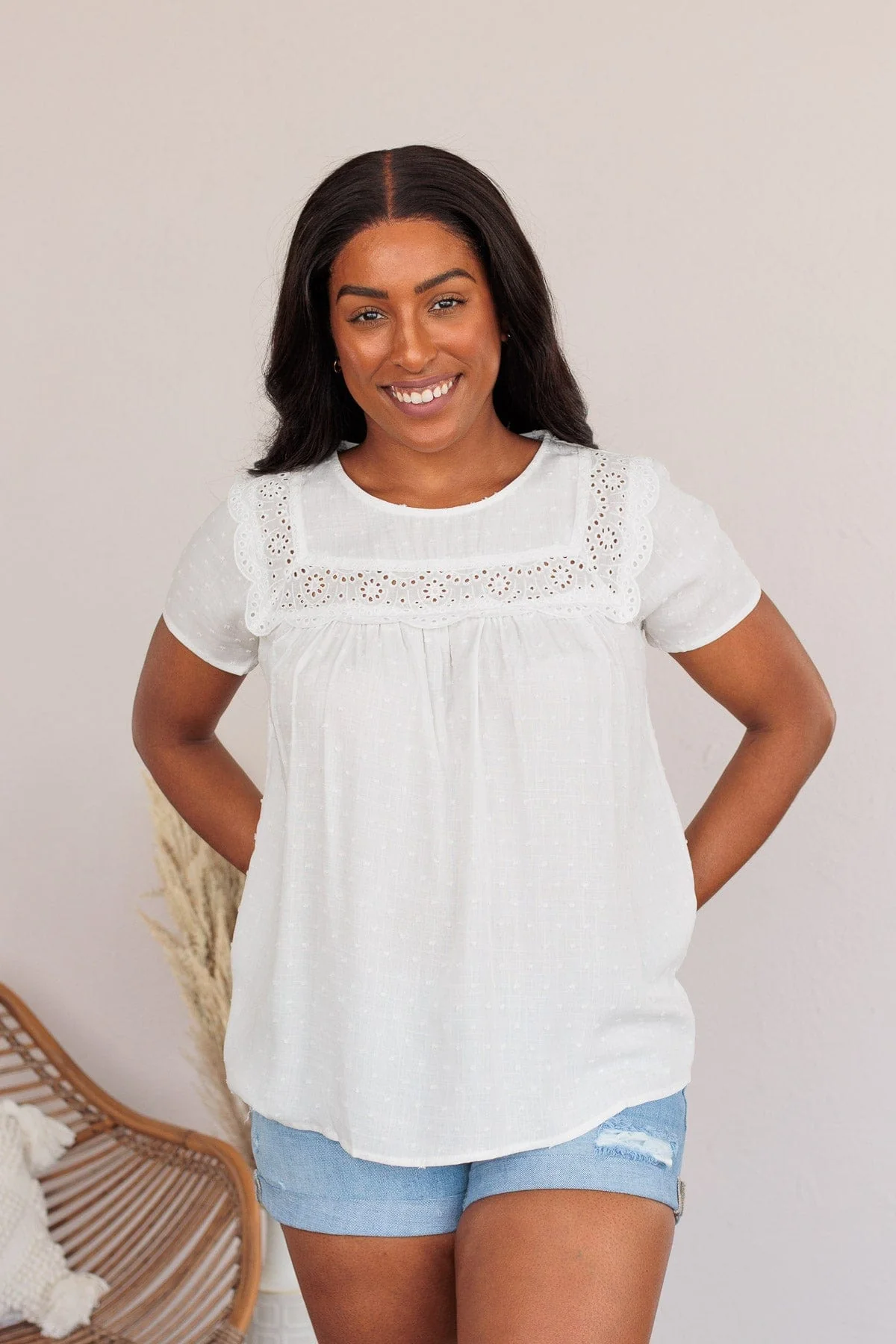 How Can I Resist Babydoll Blouse- White - Image 5