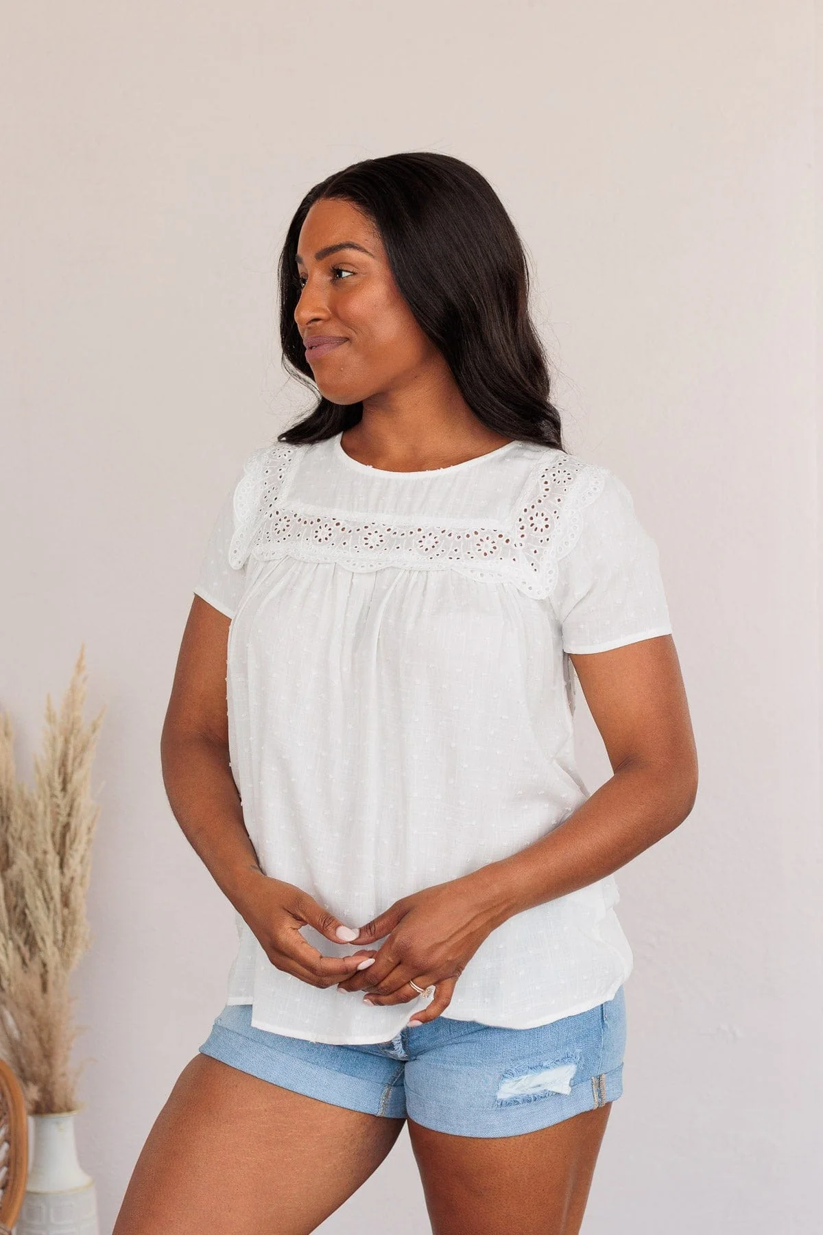 How Can I Resist Babydoll Blouse- White - Image 7