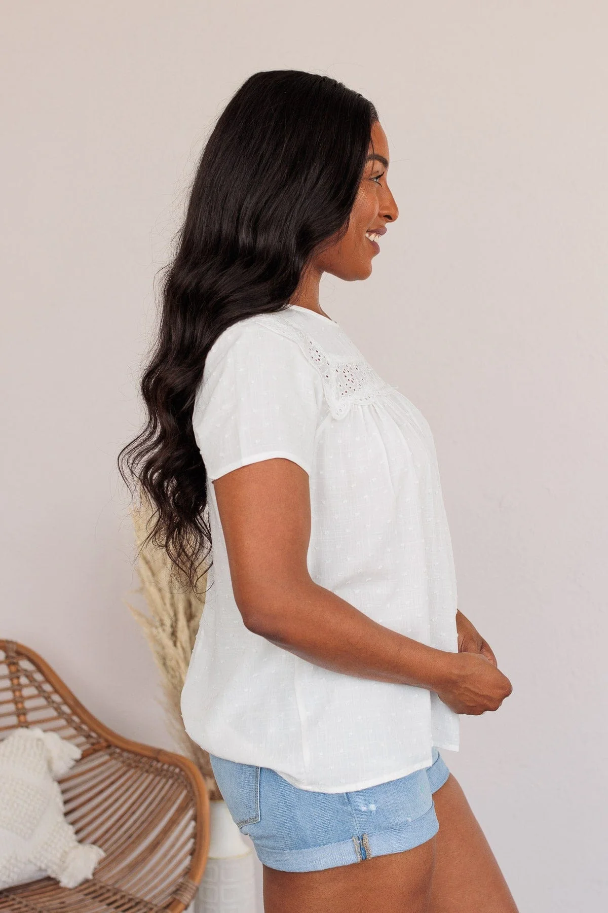 How Can I Resist Babydoll Blouse- White - Image 9