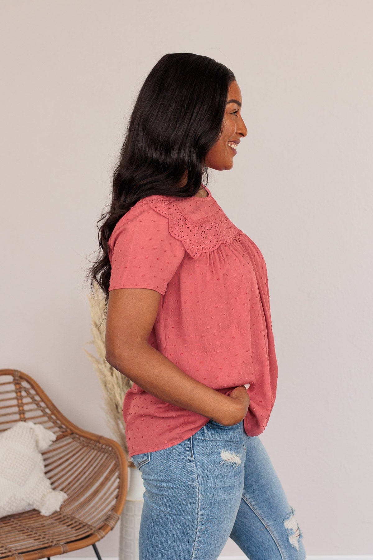 How Can I Resist Babydoll Blouse- Marsala - Image 10