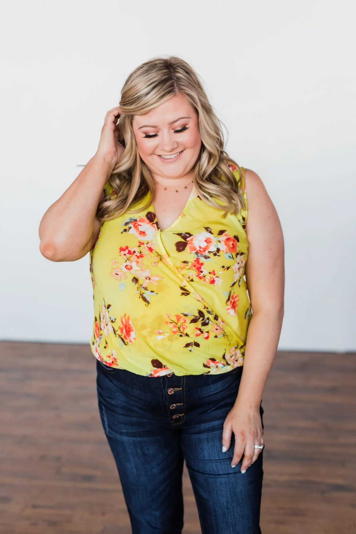 How Lovely Floral Tank Top- Bright Yellow - Image 7