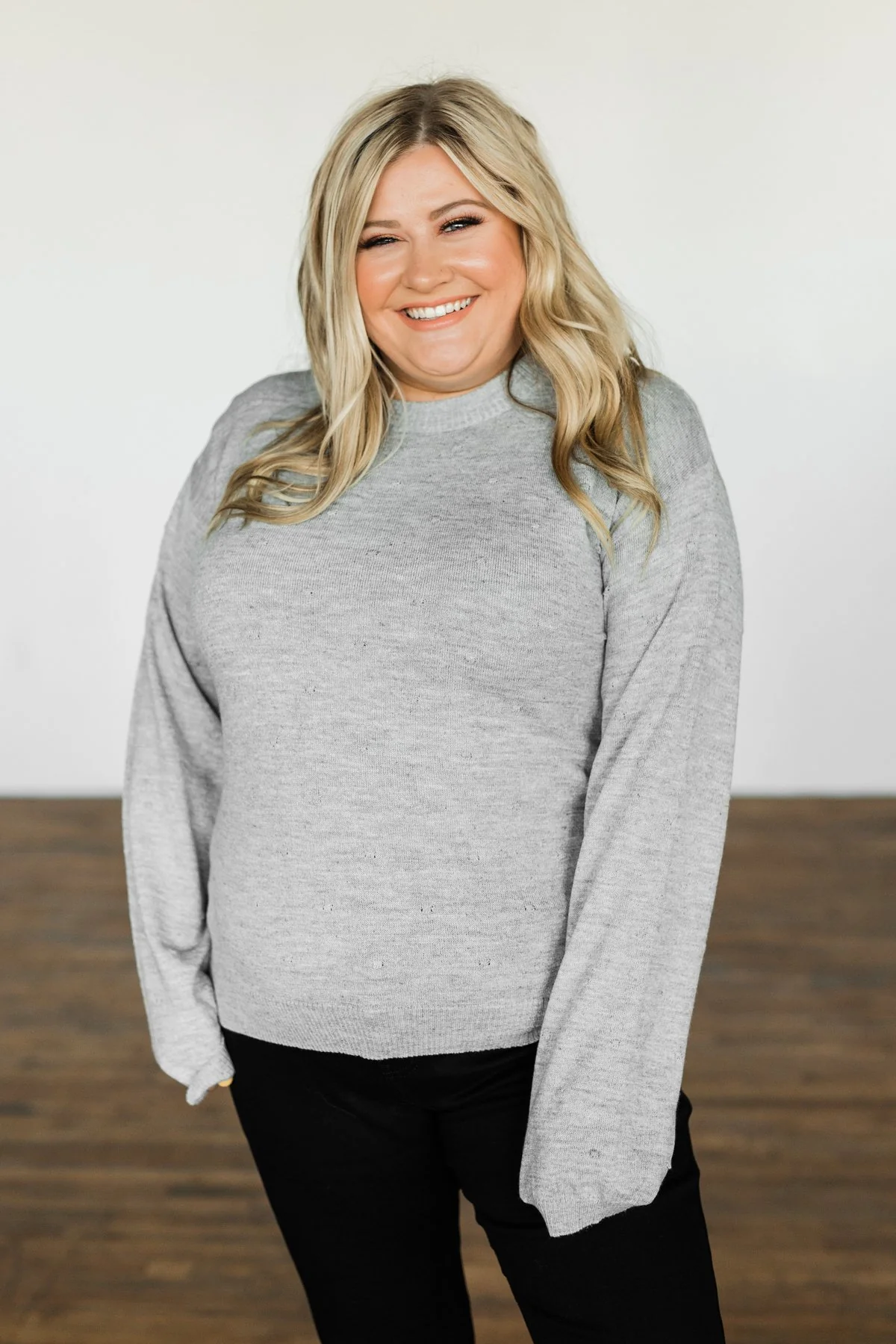 Hum Along The Way Knit Sweater- Light Grey - Image 4