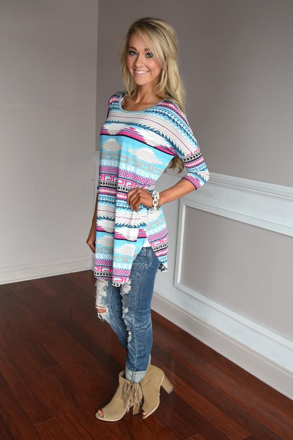 Humor Me Tunic Top ~ Blue - Image 4