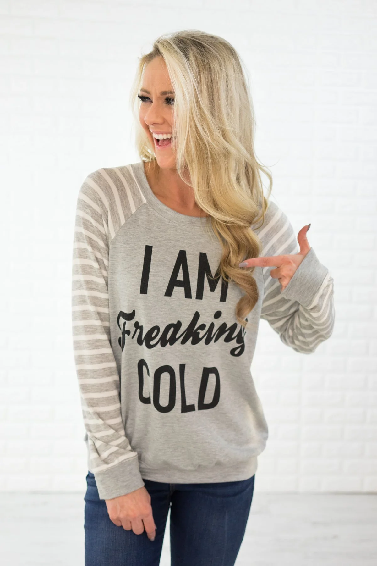 "I Am Freaking Cold" Long Sleeve Top - Image 3