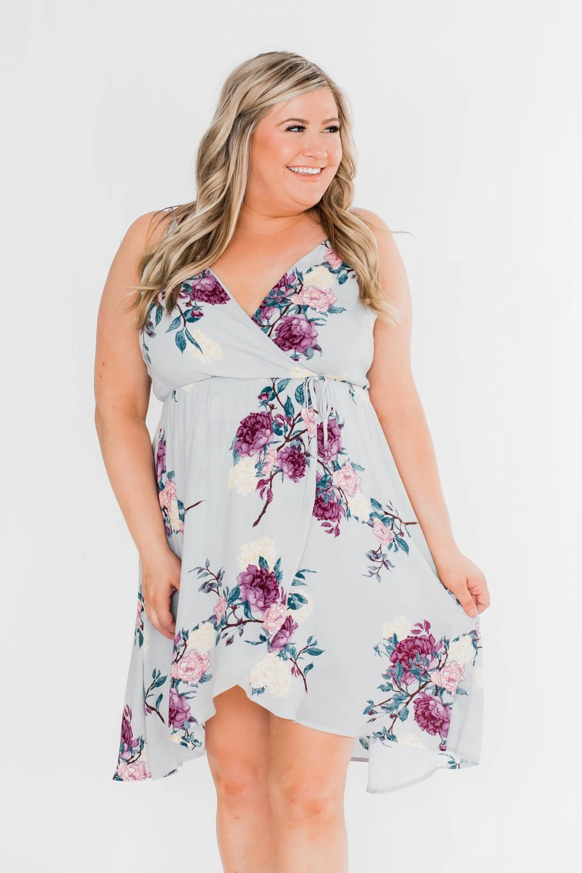 I Carry Your Love With Me Floral Dress- Dusty Blue - Image 2