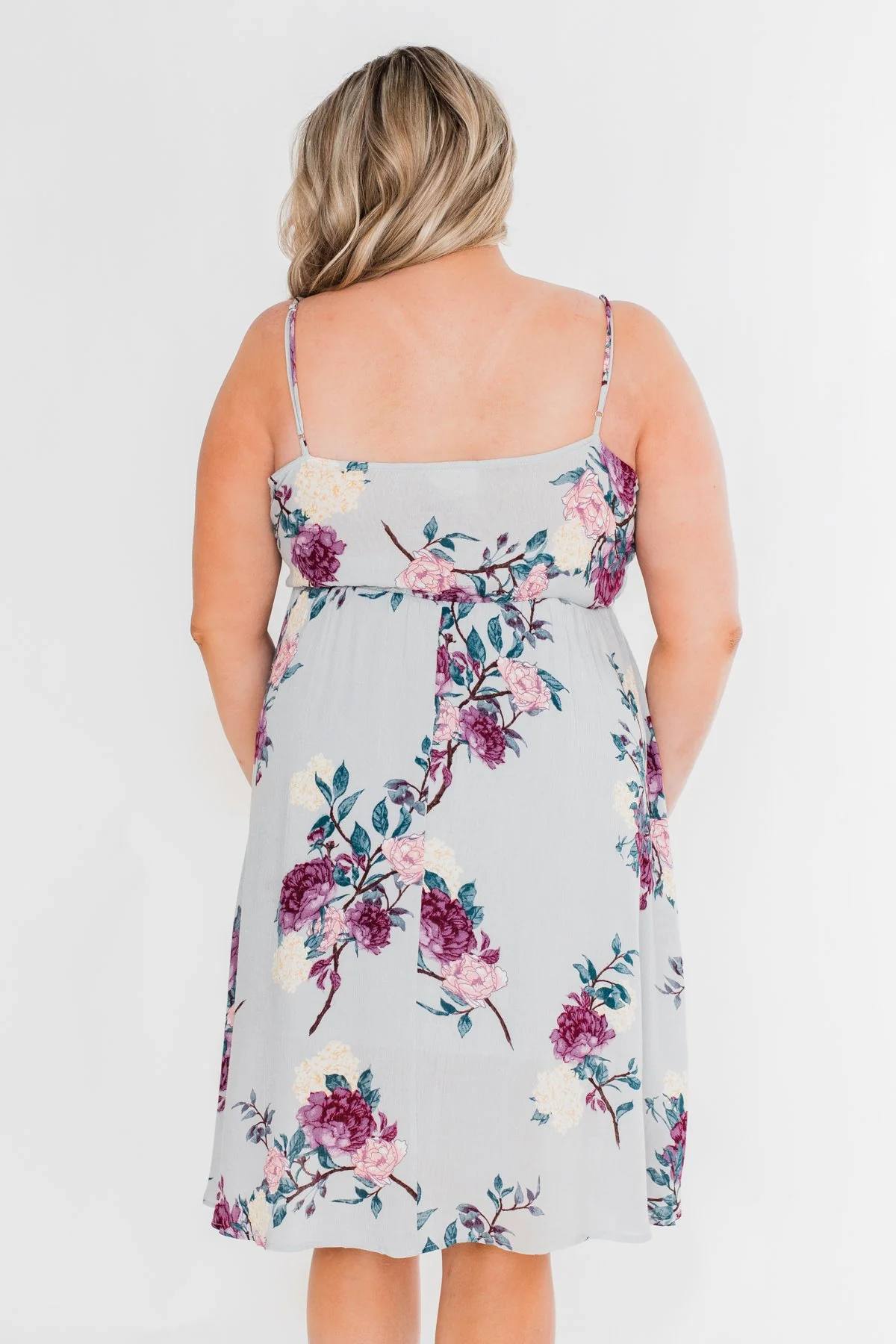 I Carry Your Love With Me Floral Dress- Dusty Blue - Image 9