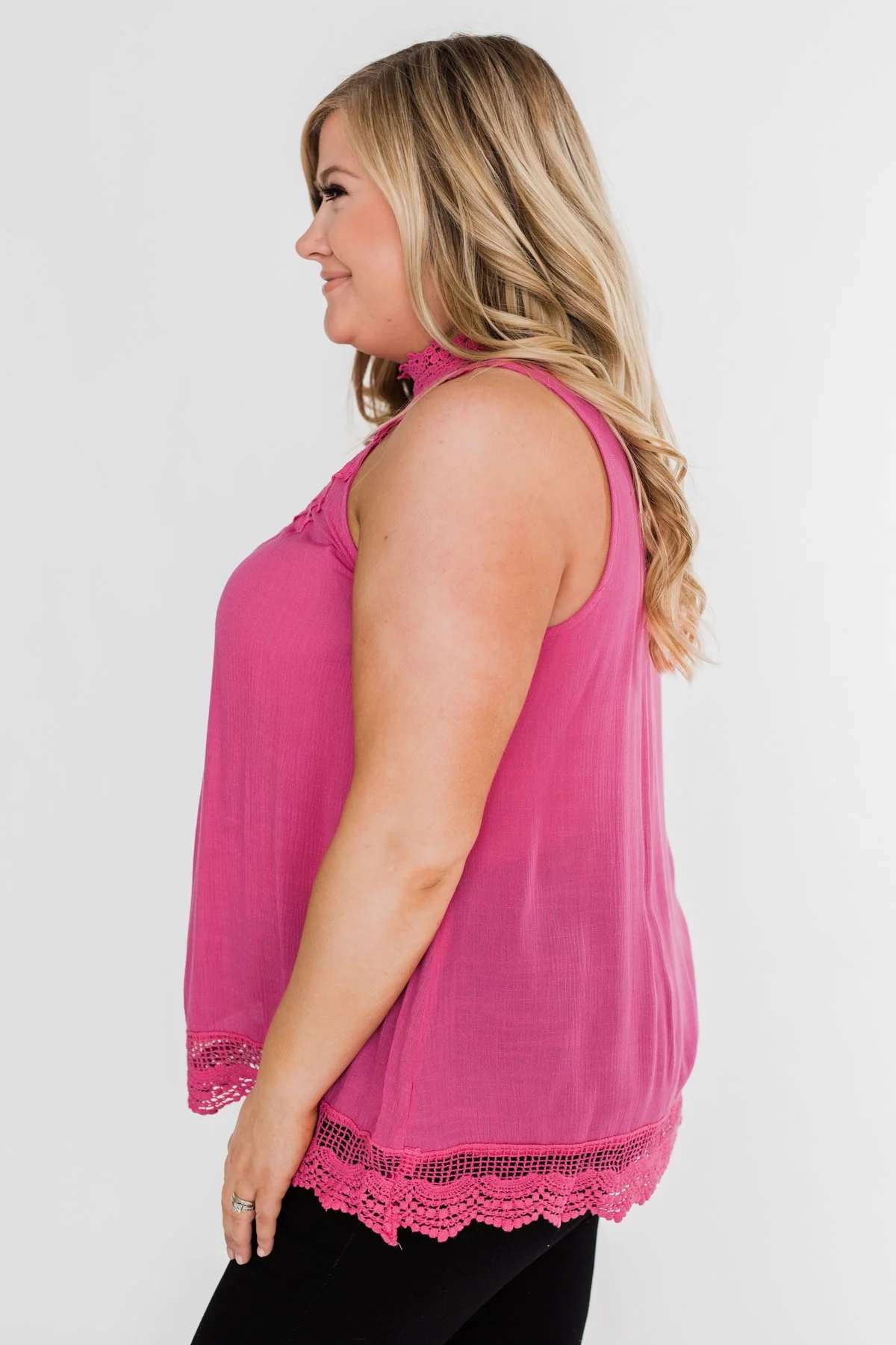 I Choose You Lace Tank Top- Fuchsia - Image 11