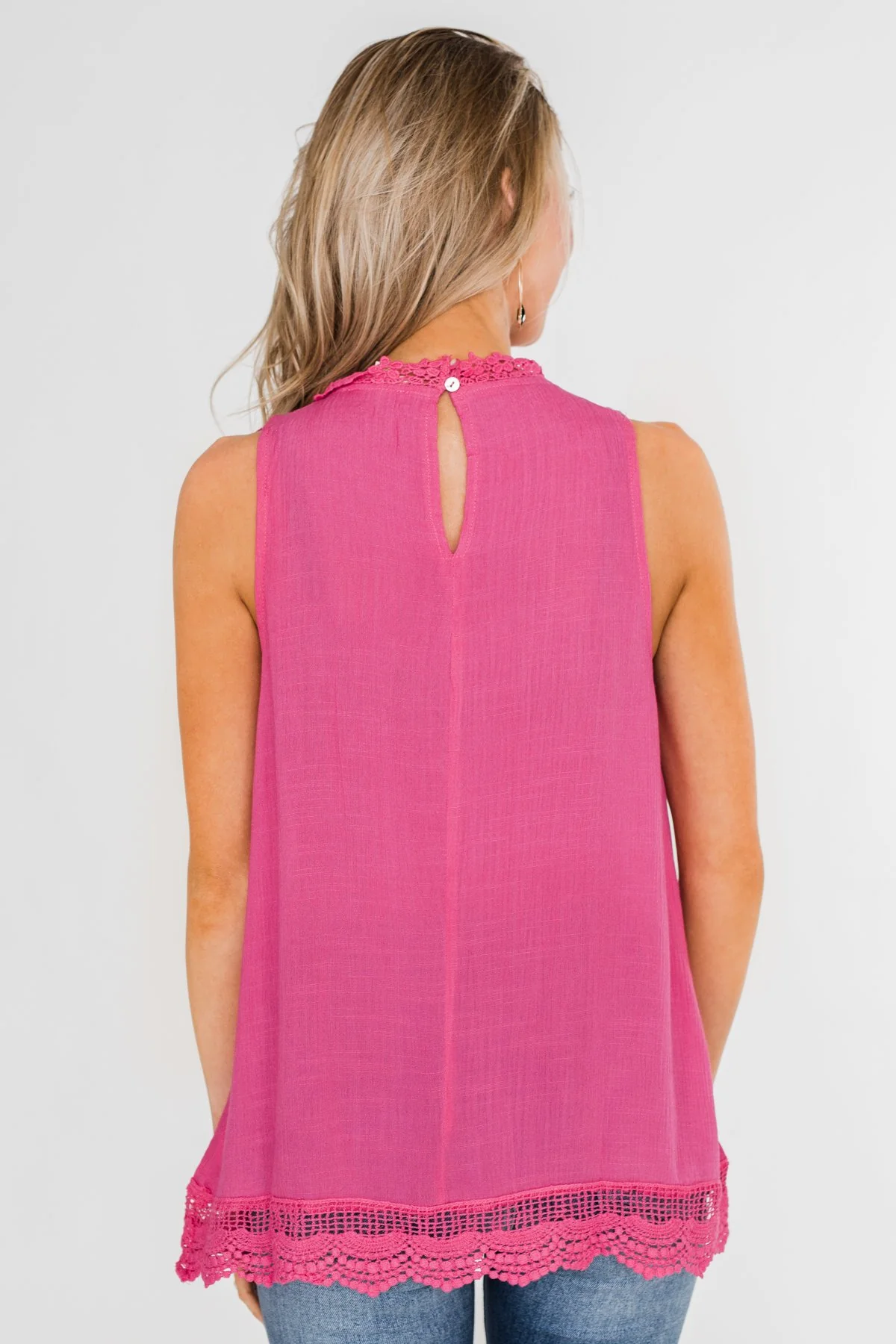 I Choose You Lace Tank Top- Fuchsia - Image 12